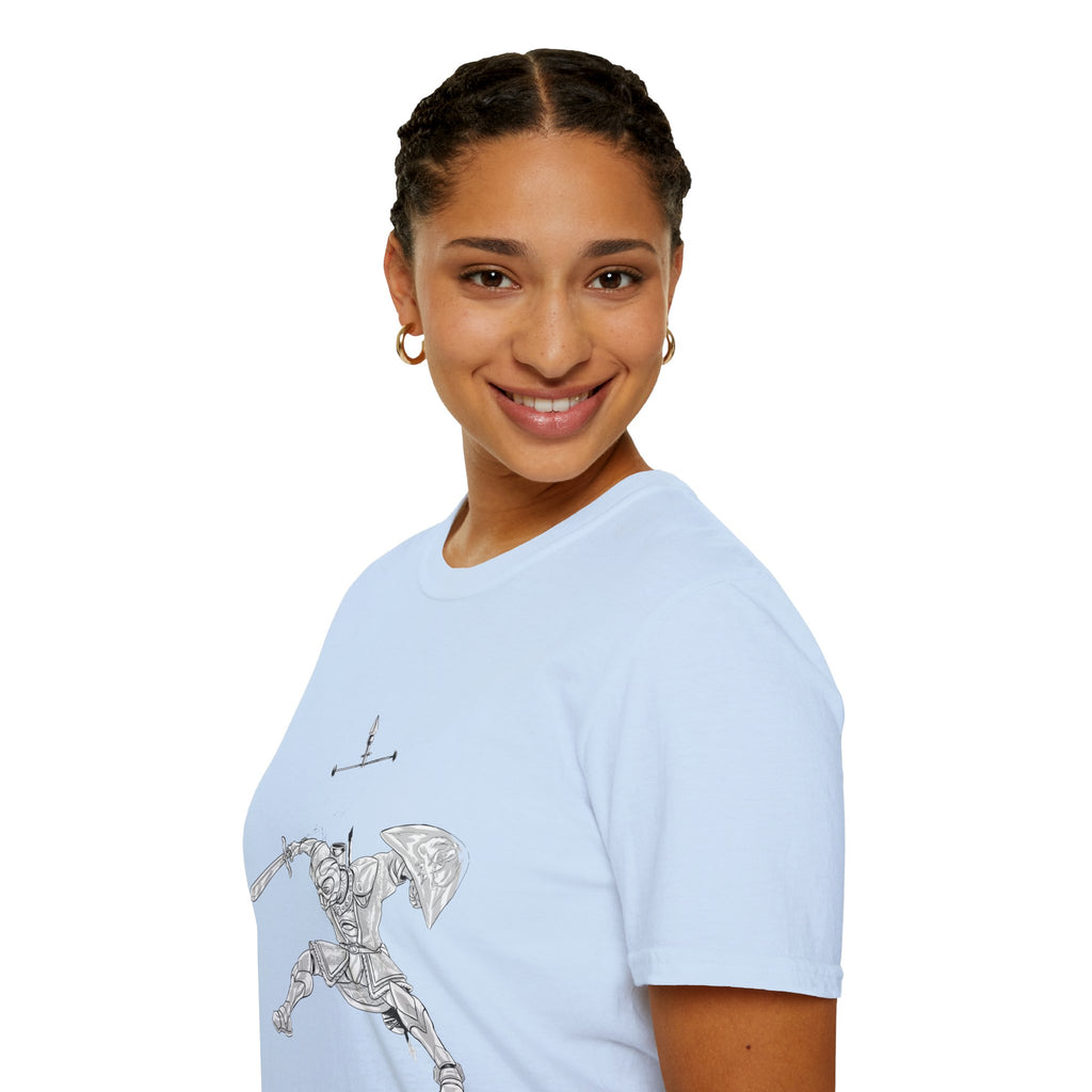 Knight Sword T-Shirt — Fantasy Armored Warrior Graphic Tee