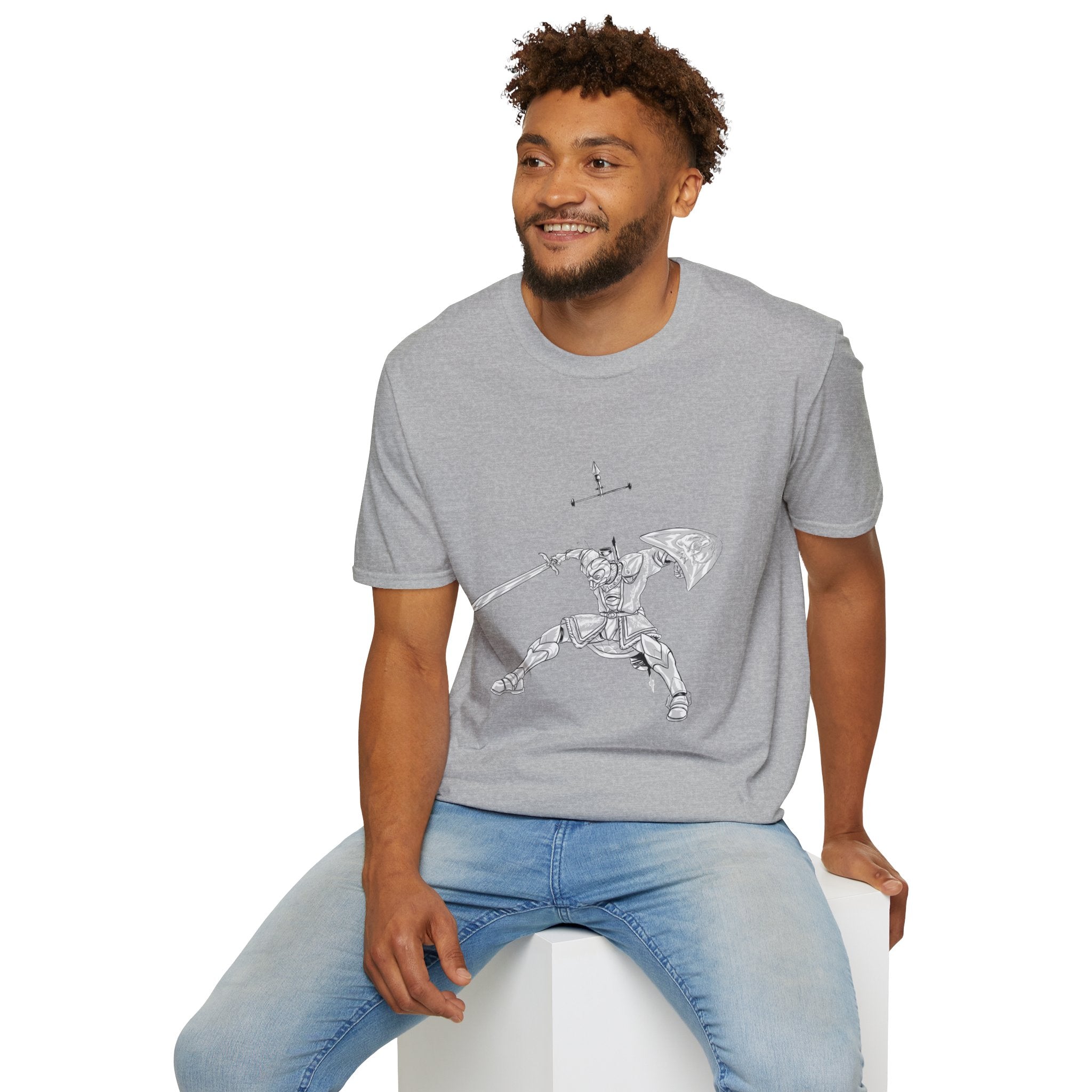 Knight Sword T-Shirt — Fantasy Armored Warrior Graphic Tee