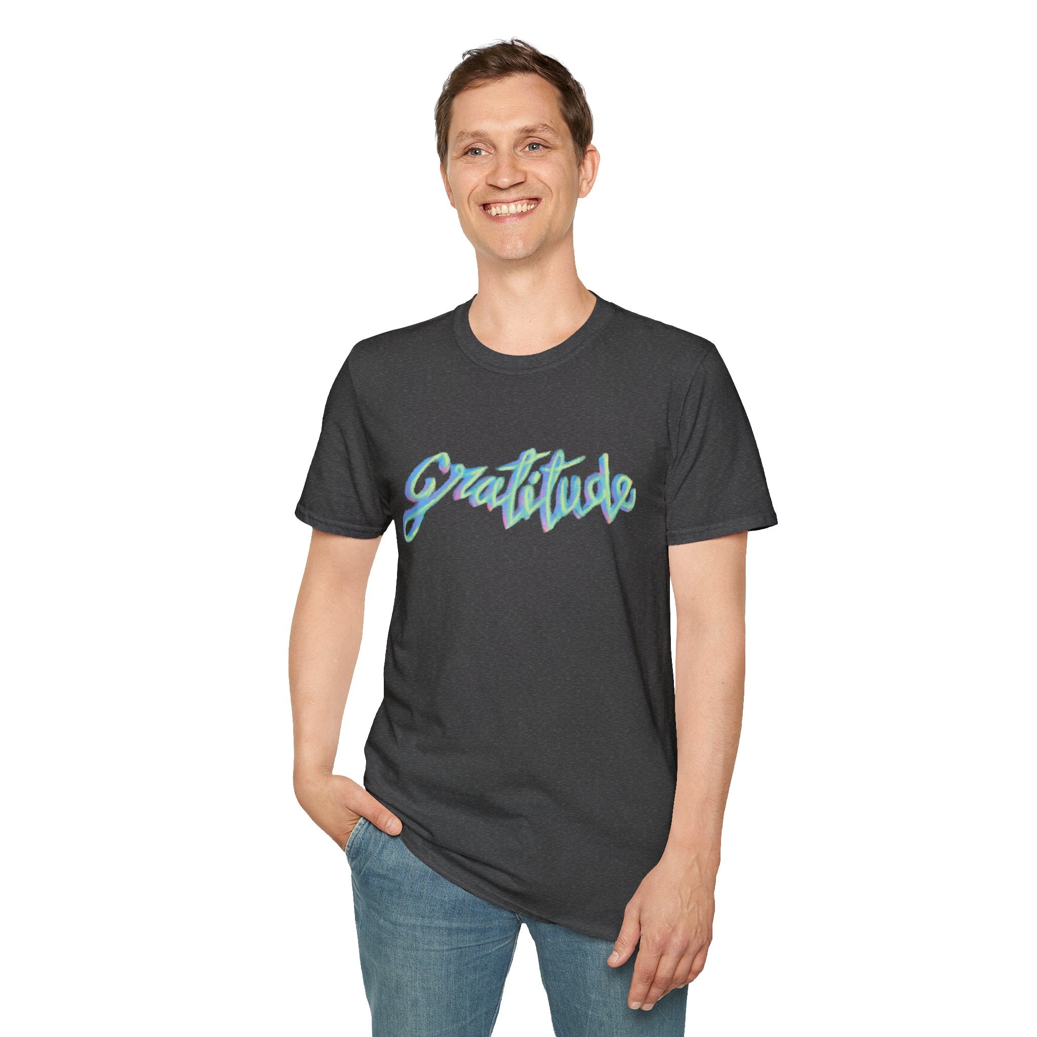 Gratitude Script T-Shirt — Positive Vibes Graphic Tee