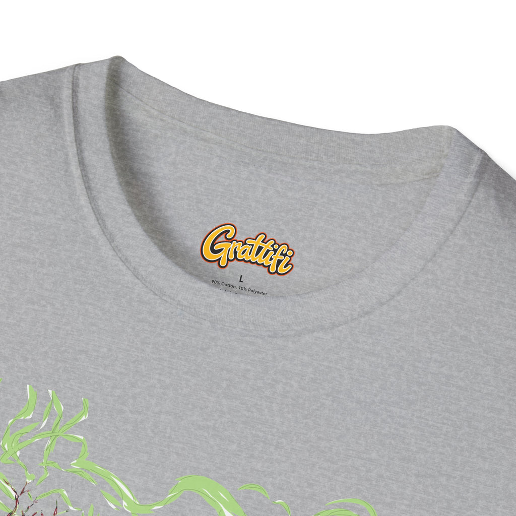 Druidic Nature Mage T-Shirt — Green Forest Sorcerer Staff Design