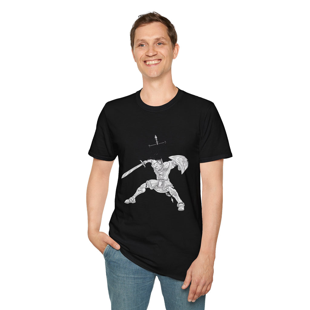 Knight Sword T-Shirt — Fantasy Armored Warrior Graphic Tee