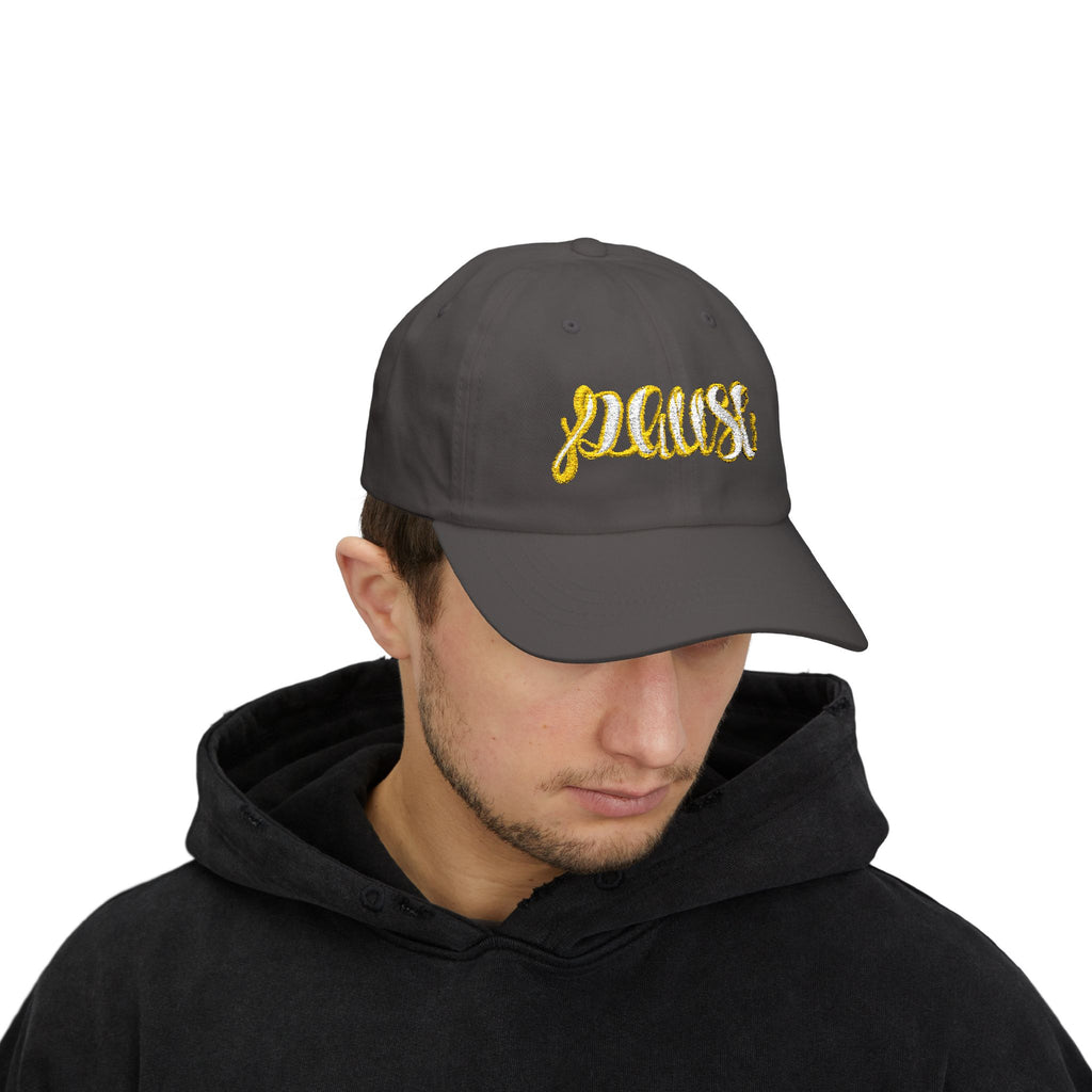 Pause Embroidered Calligraphy Dad Cap