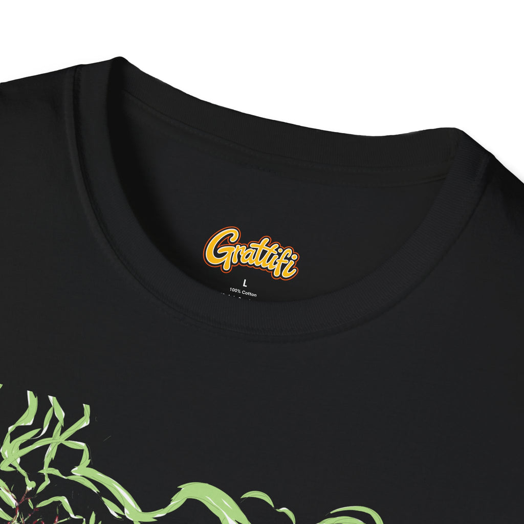 Druidic Nature Mage T-Shirt — Green Forest Sorcerer Staff Design