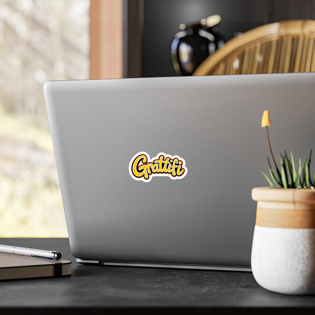 Graffiti Script Kiss-Cut Vinyl Decal – Yellow Street Art Sticker