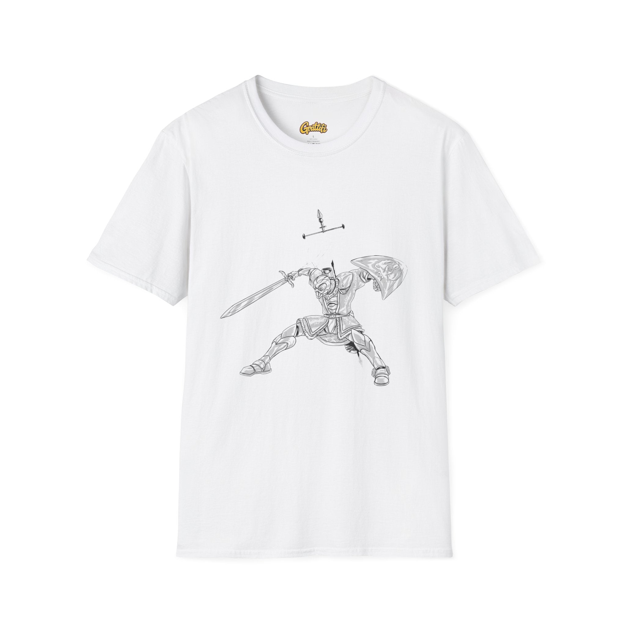 Knight Sword T-Shirt — Fantasy Armored Warrior Graphic Tee