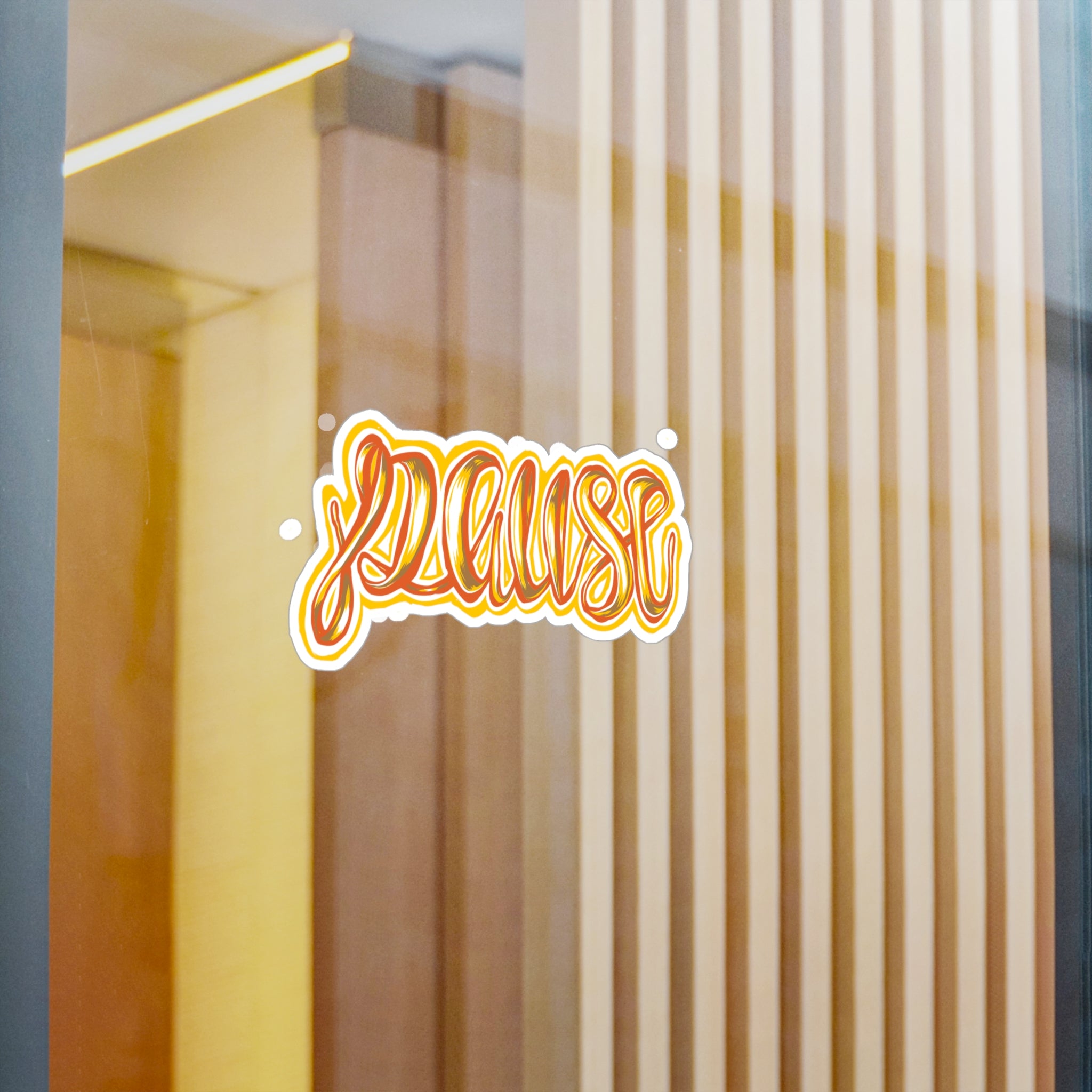 Pause Script Sticker — Retro Orange Hand-Lettered Vinyl Decal