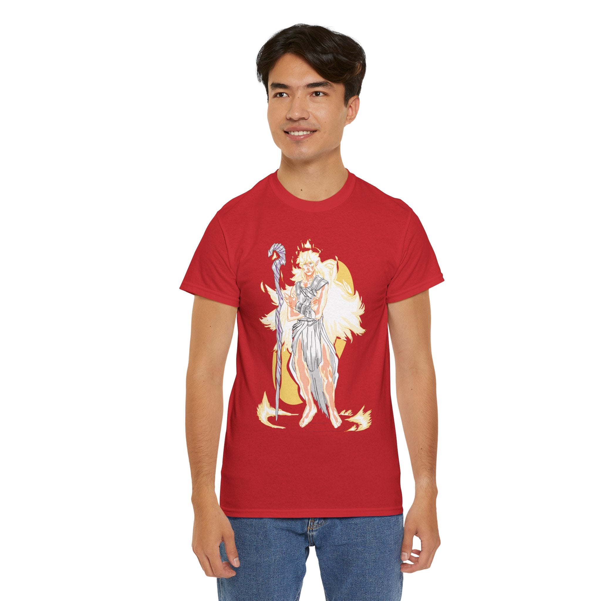 Flameborne Sorcerer Graphic Tee — Fantasy Mage Fire Sorcerer Shirt