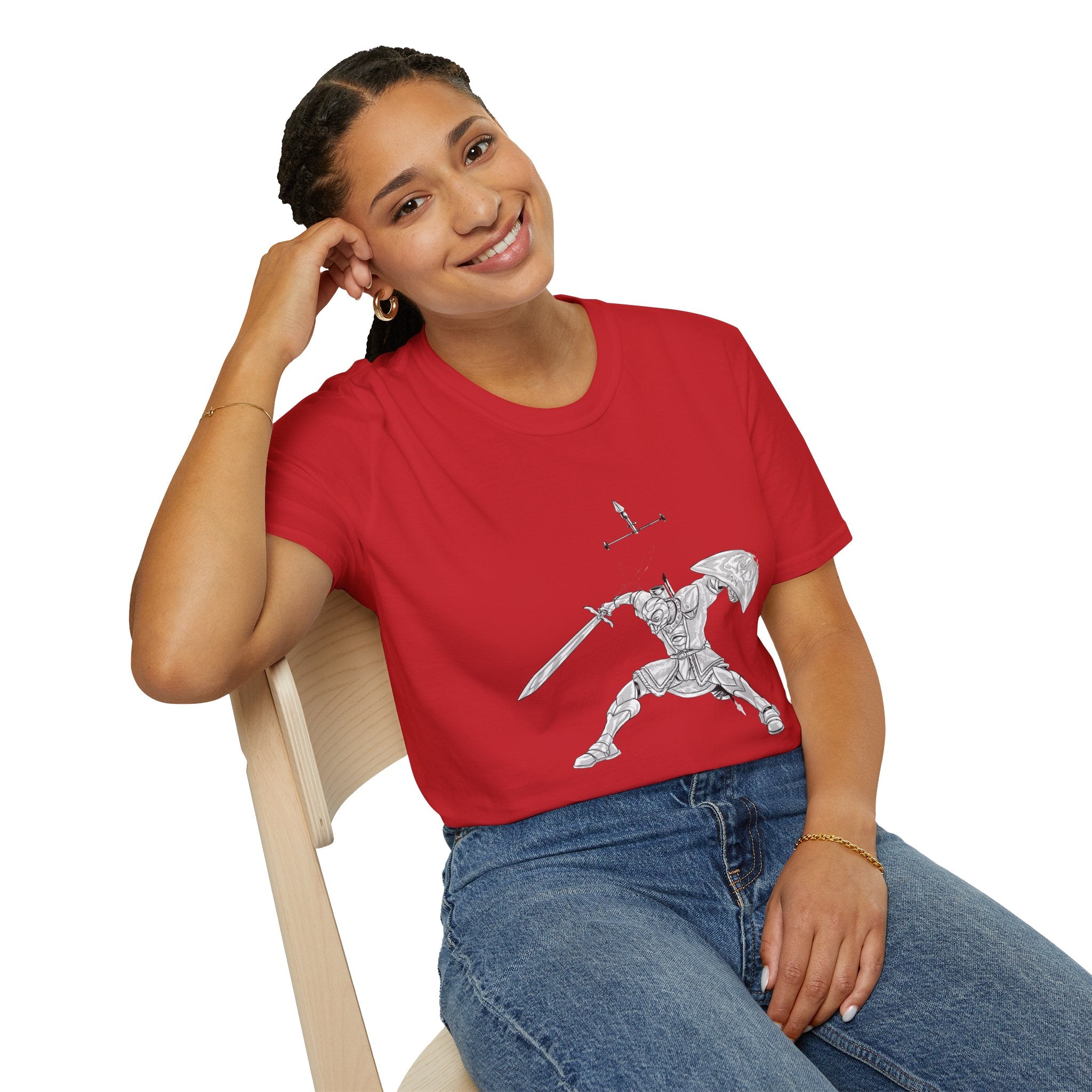 Knight Sword T-Shirt — Fantasy Armored Warrior Graphic Tee