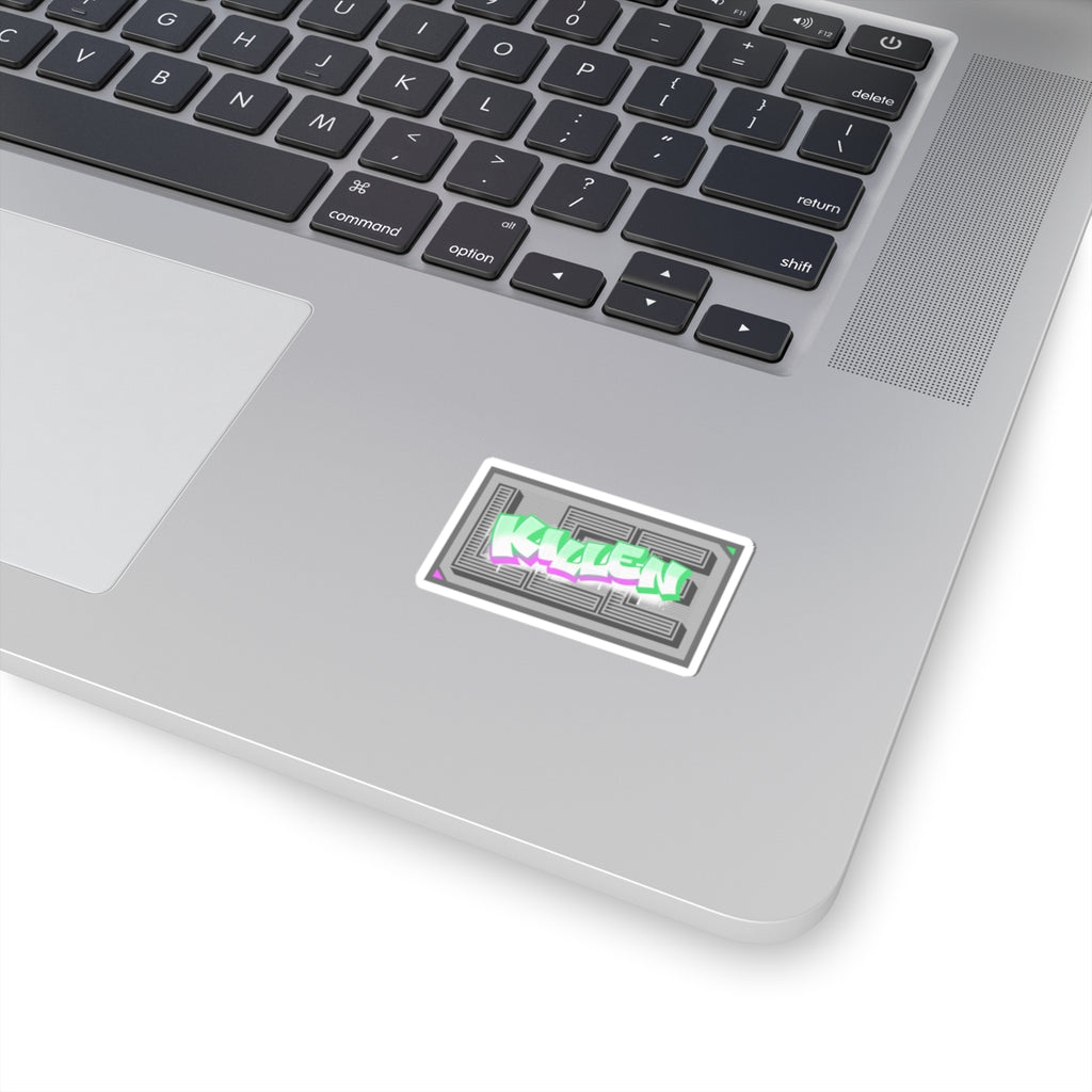 Graffiti 'LEE KILLEN' Kiss-Cut Sticker — Neon Green & Purple Street Art Decal