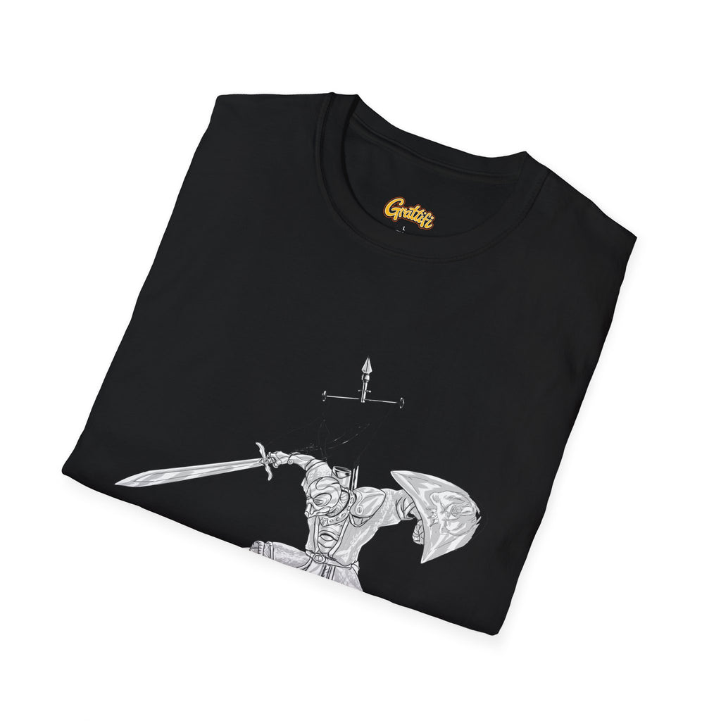 Knight Sword T-Shirt — Fantasy Armored Warrior Graphic Tee