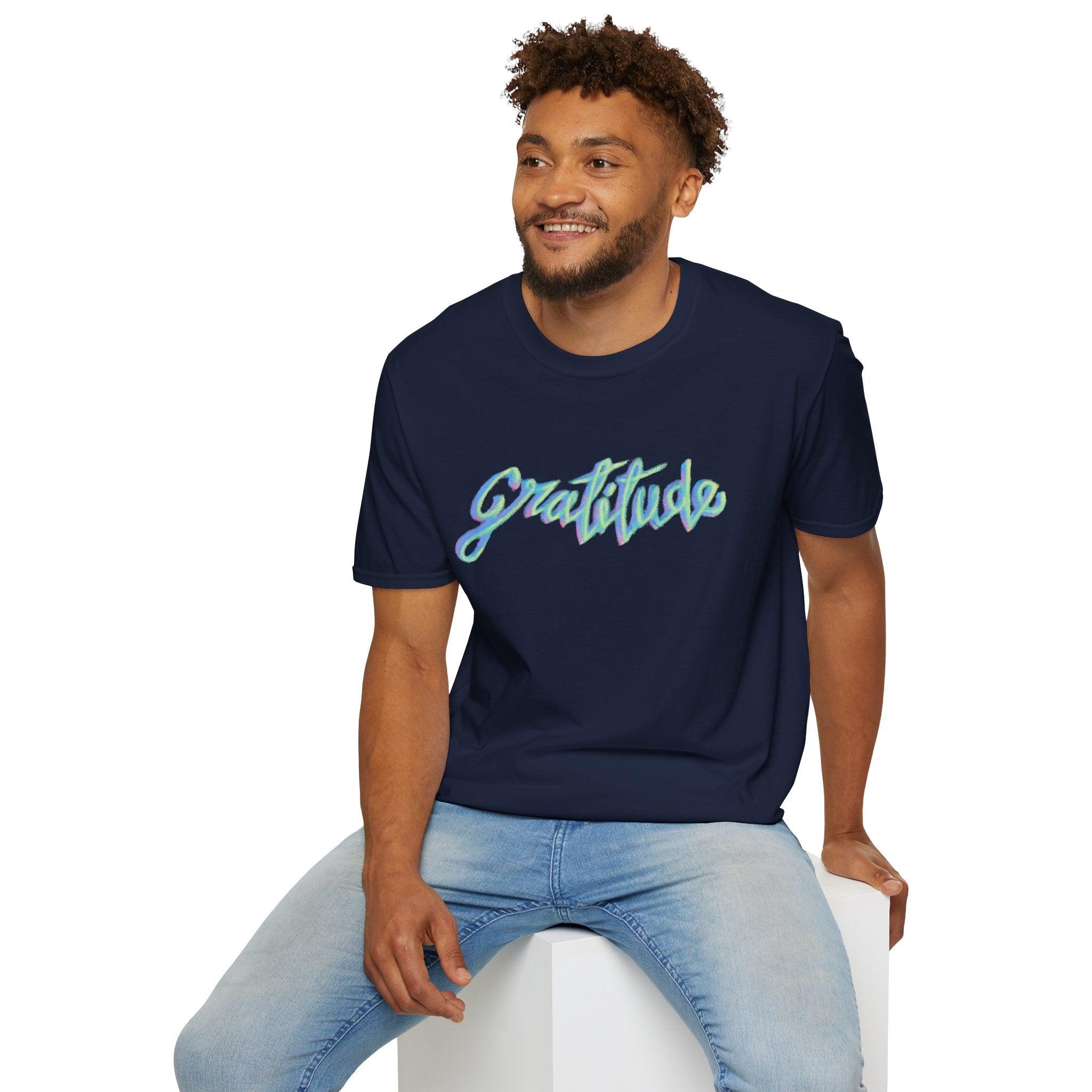 Gratitude Script T-Shirt — Positive Vibes Graphic Tee