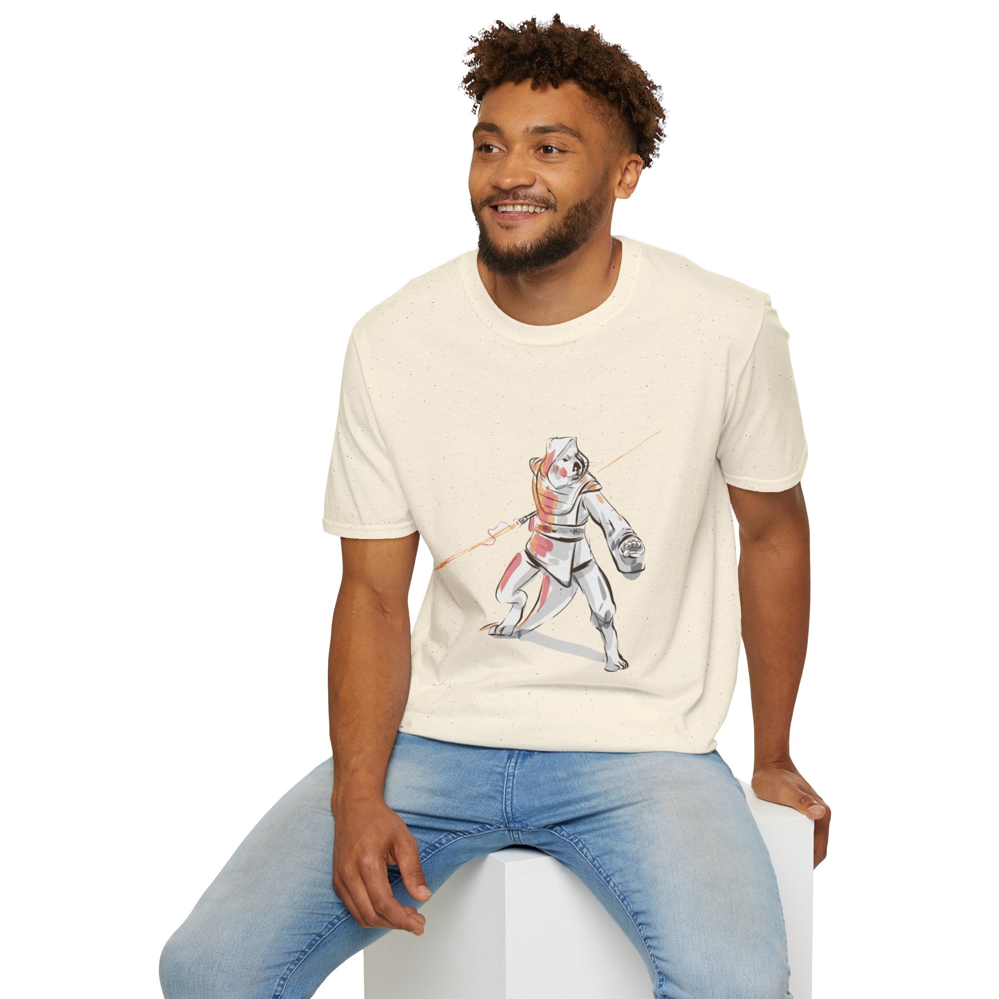 Knight Warrior Tee — Sci-Fi Illustration with energy sword