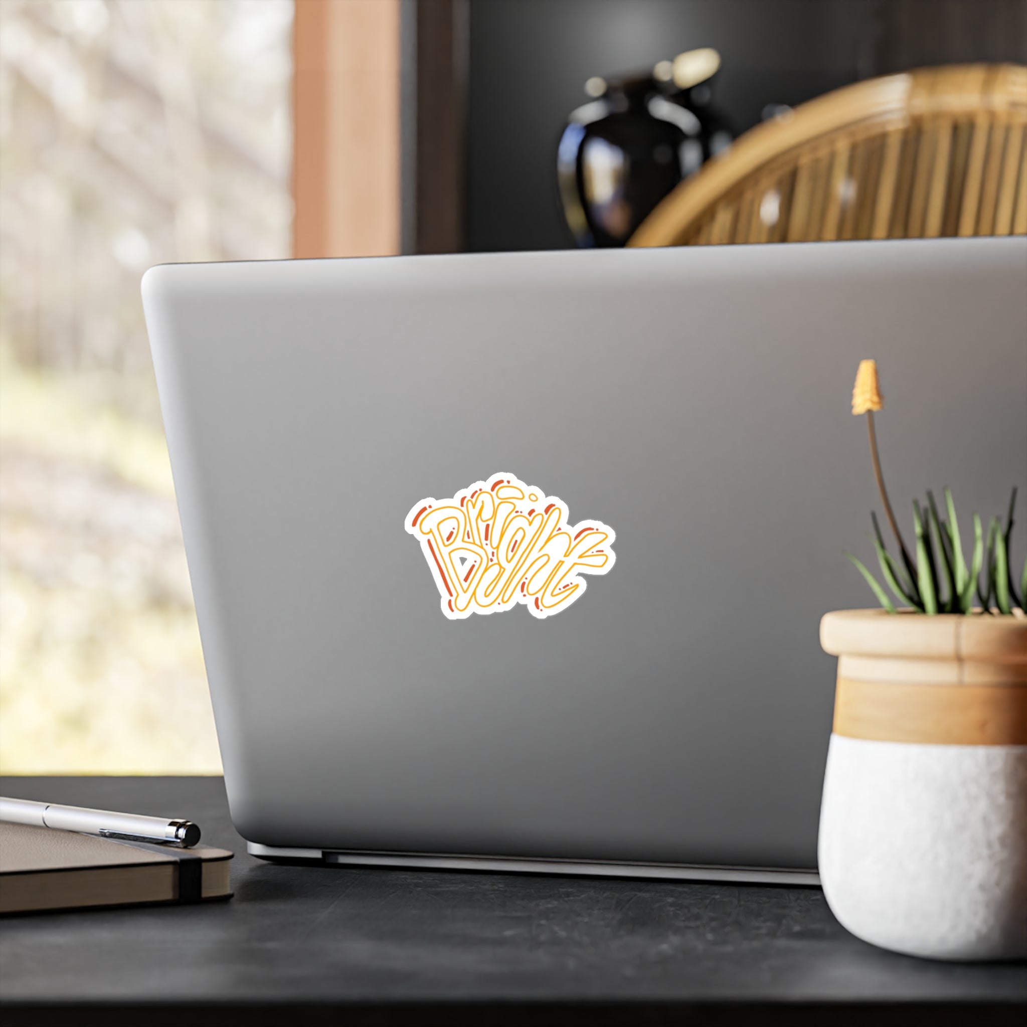 'Bright' Yellow Script Kiss-Cut Vinyl Decal