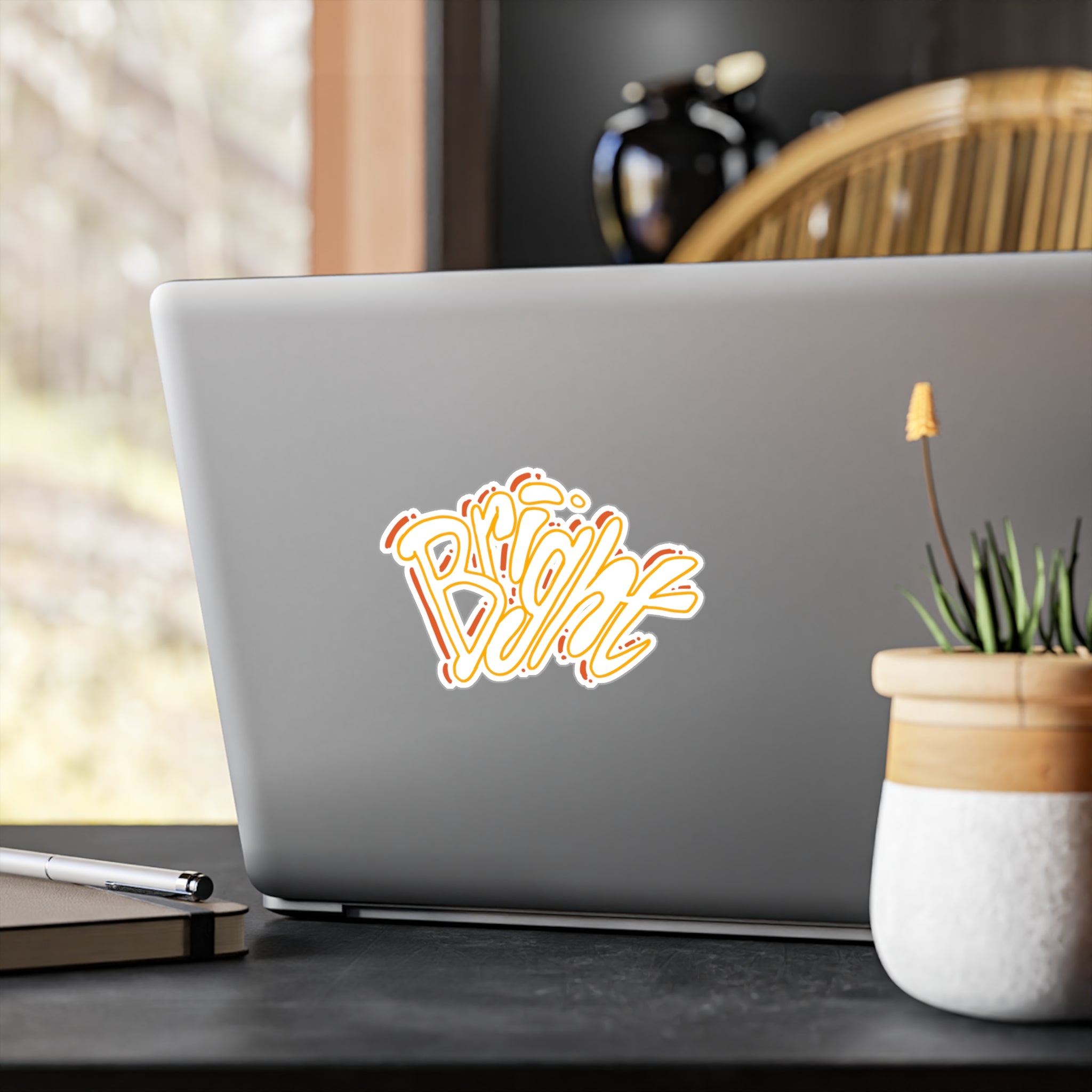'Bright' Yellow Script Kiss-Cut Vinyl Decal