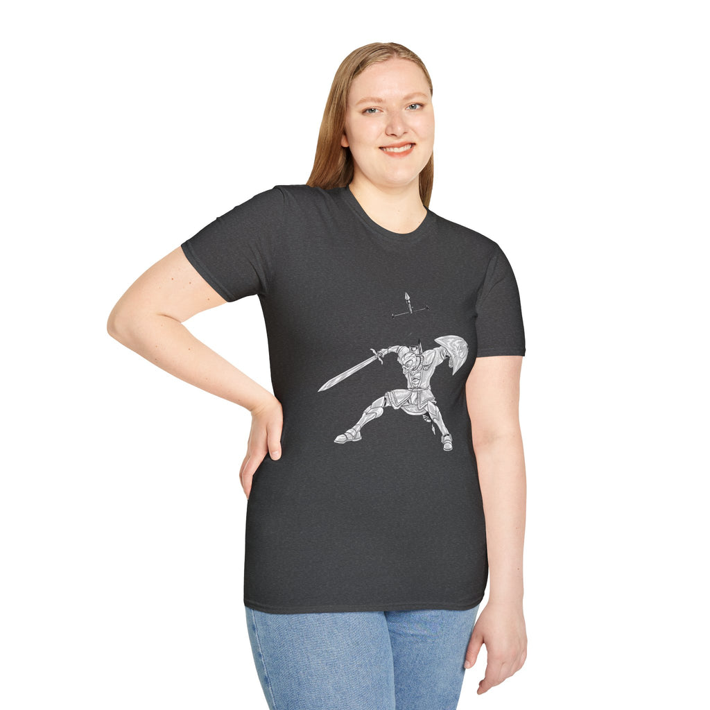Knight Sword T-Shirt — Fantasy Armored Warrior Graphic Tee