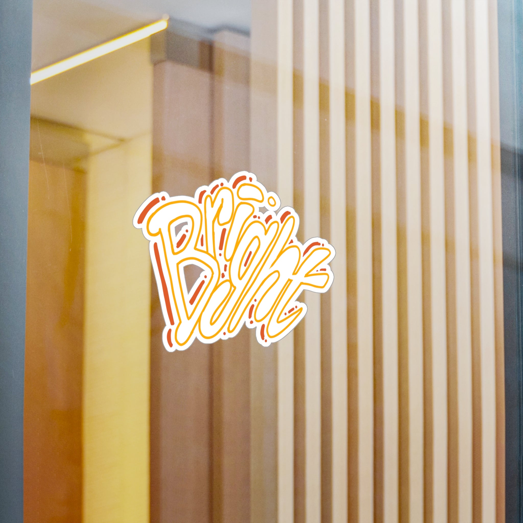 'Bright' Yellow Script Kiss-Cut Vinyl Decal