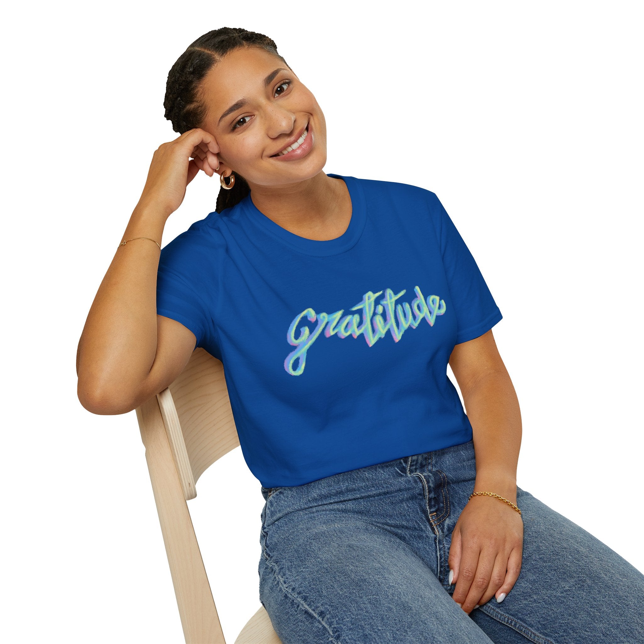 Gratitude Script T-Shirt — Positive Vibes Graphic Tee