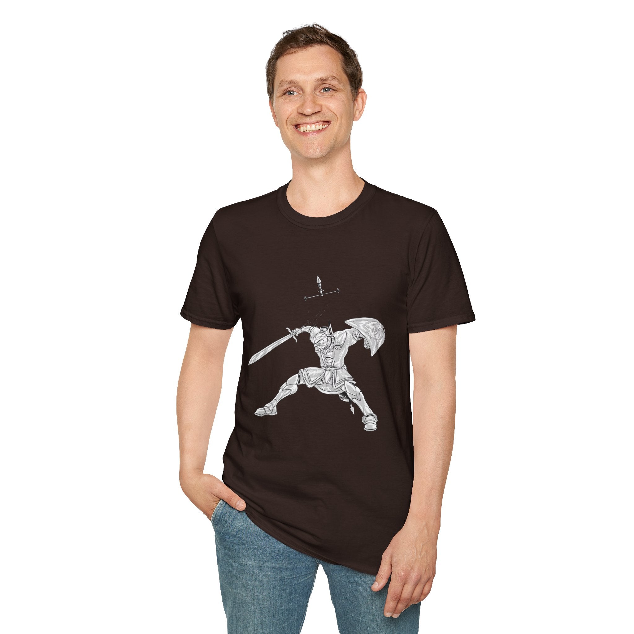 Knight Sword T-Shirt — Fantasy Armored Warrior Graphic Tee