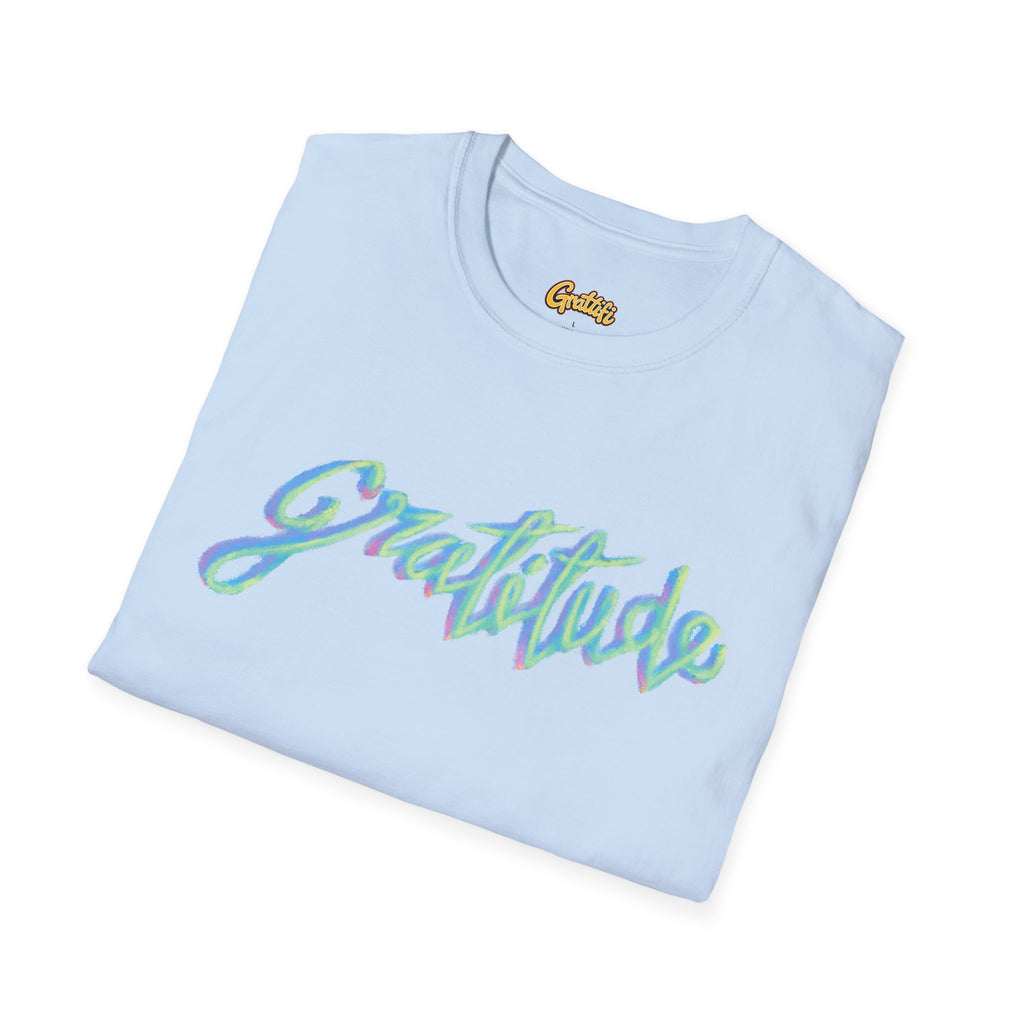 Gratitude Script T-Shirt — Positive Vibes Graphic Tee