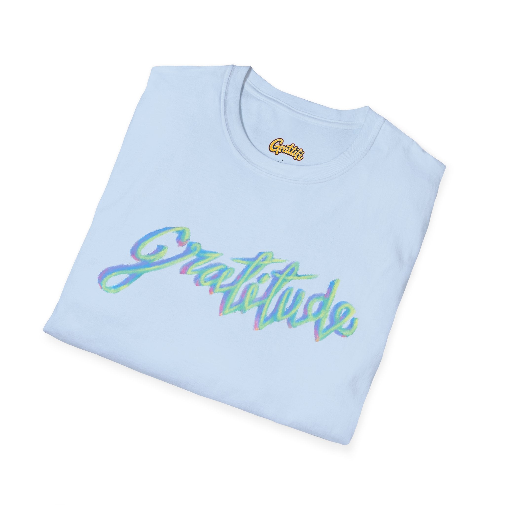Gratitude Script T-Shirt — Positive Vibes Graphic Tee