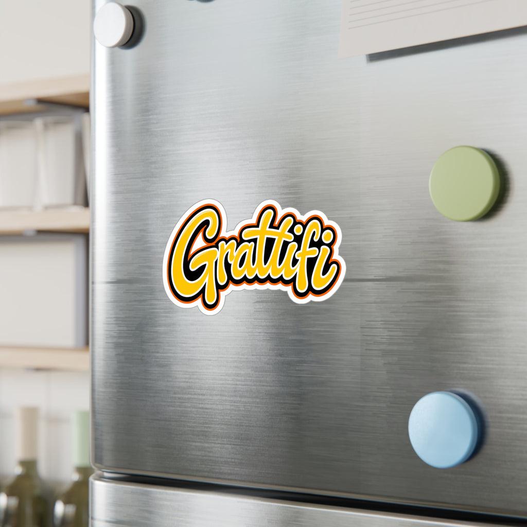 Graffiti Script Kiss-Cut Vinyl Decal – Yellow Street Art Sticker
