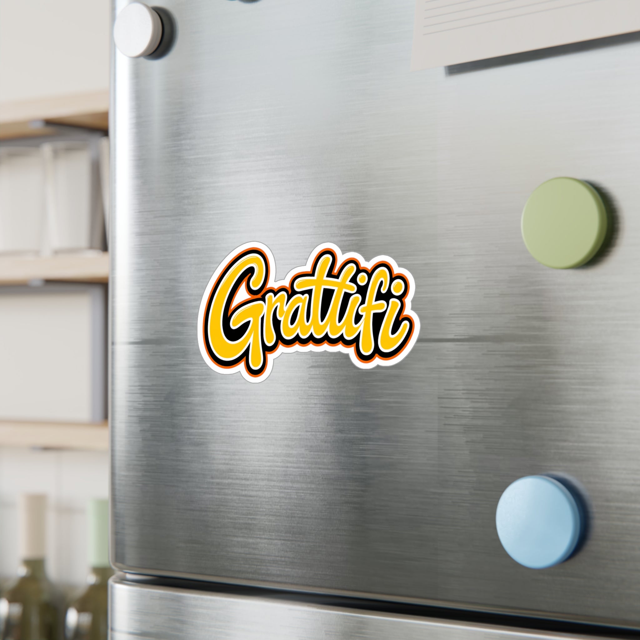 Graffiti Script Kiss-Cut Vinyl Decal – Yellow Street Art Sticker