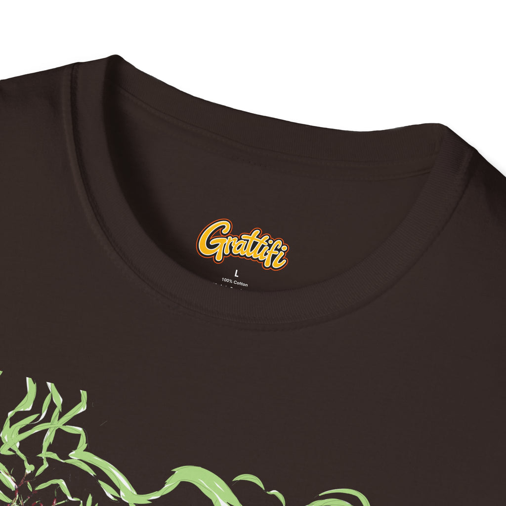 Druidic Nature Mage T-Shirt — Green Forest Sorcerer Staff Design