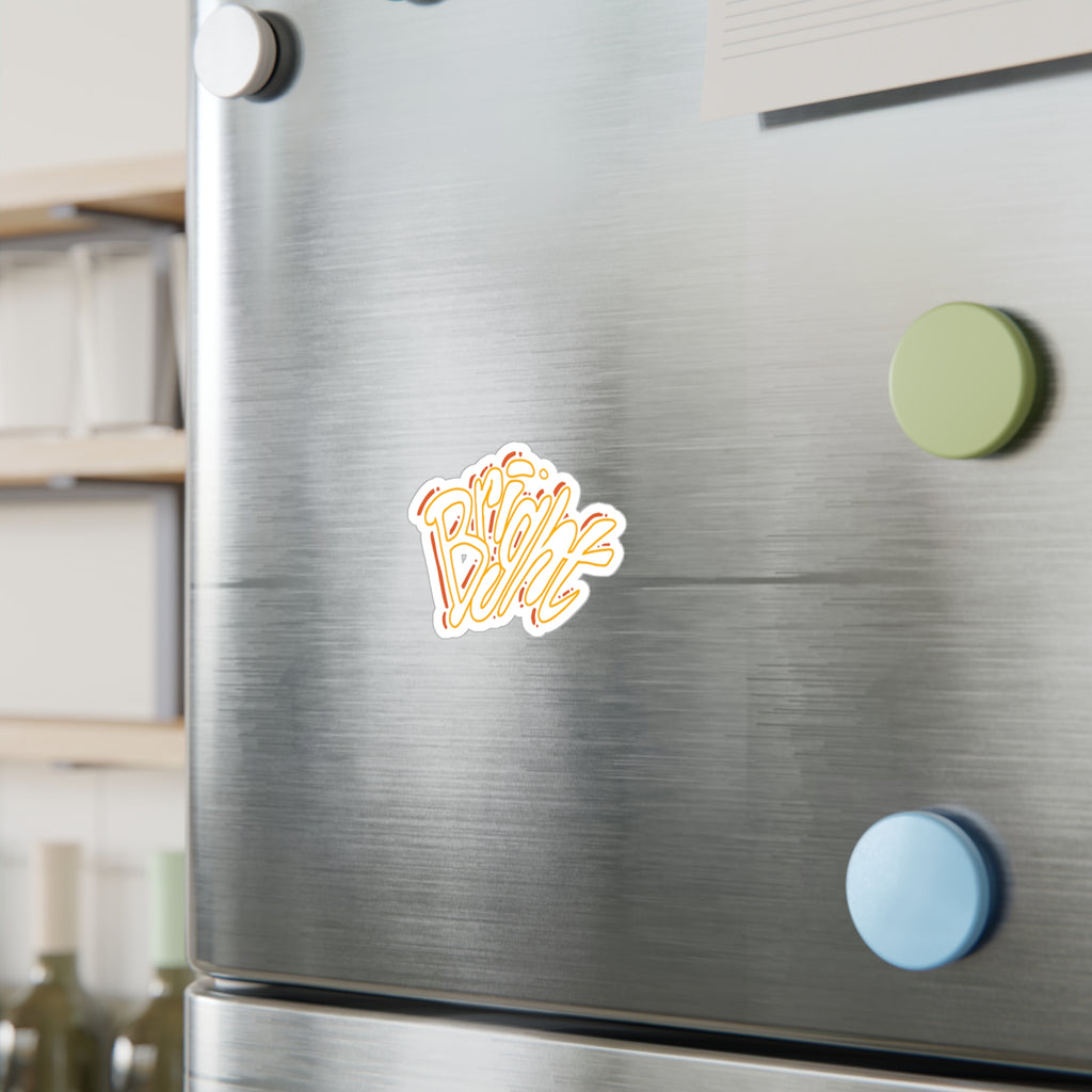'Bright' Yellow Script Kiss-Cut Vinyl Decal