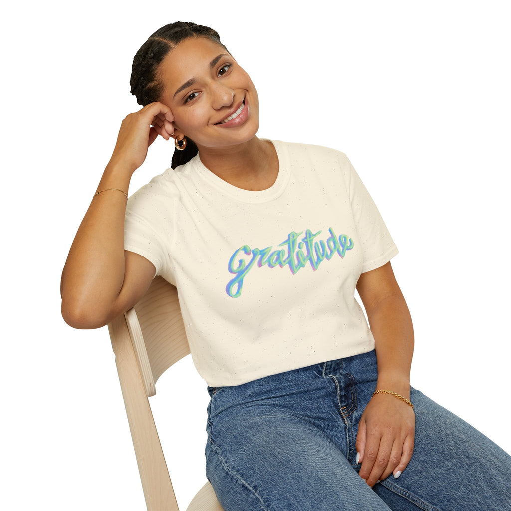 Gratitude Script T-Shirt — Positive Vibes Graphic Tee