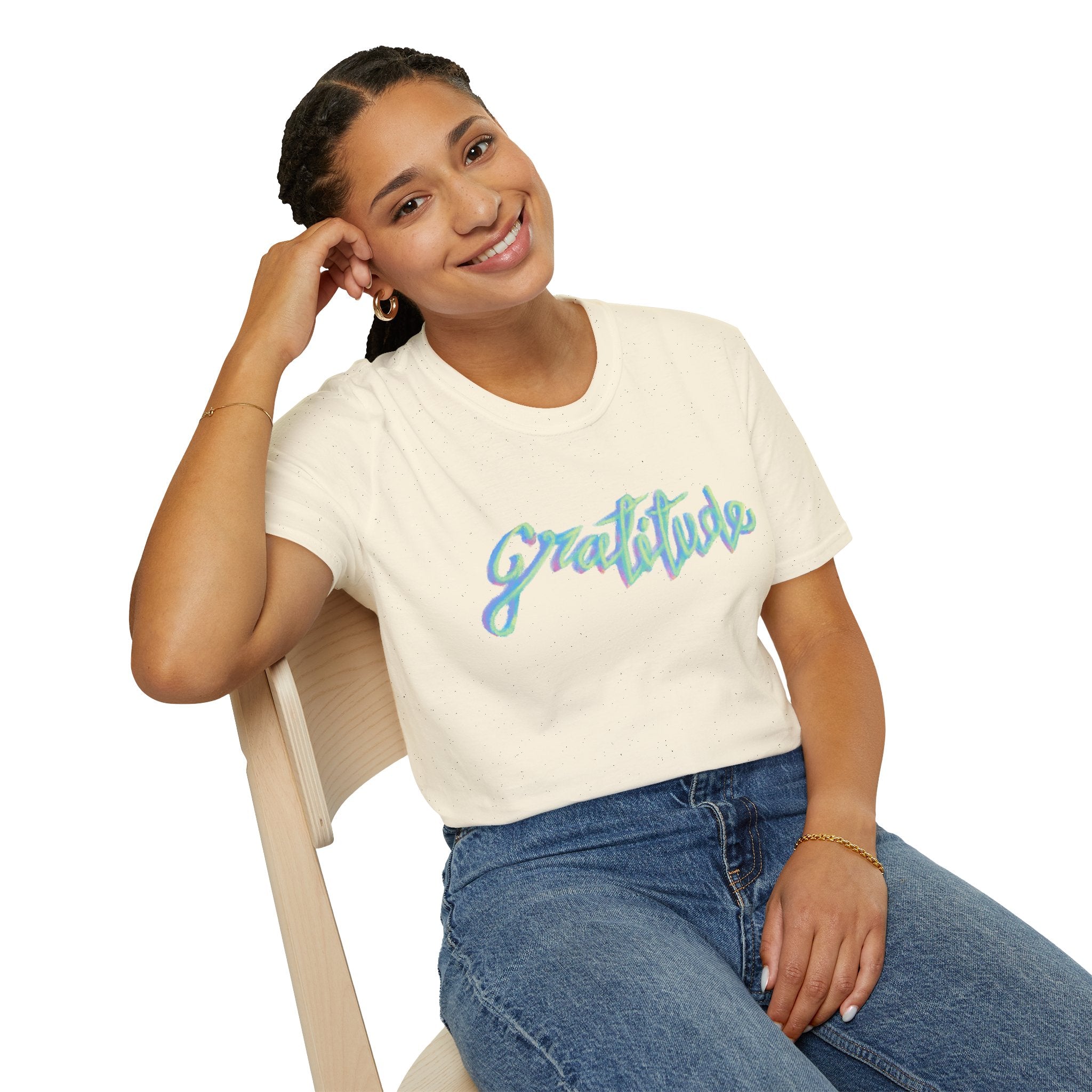 Gratitude Script T-Shirt — Positive Vibes Graphic Tee