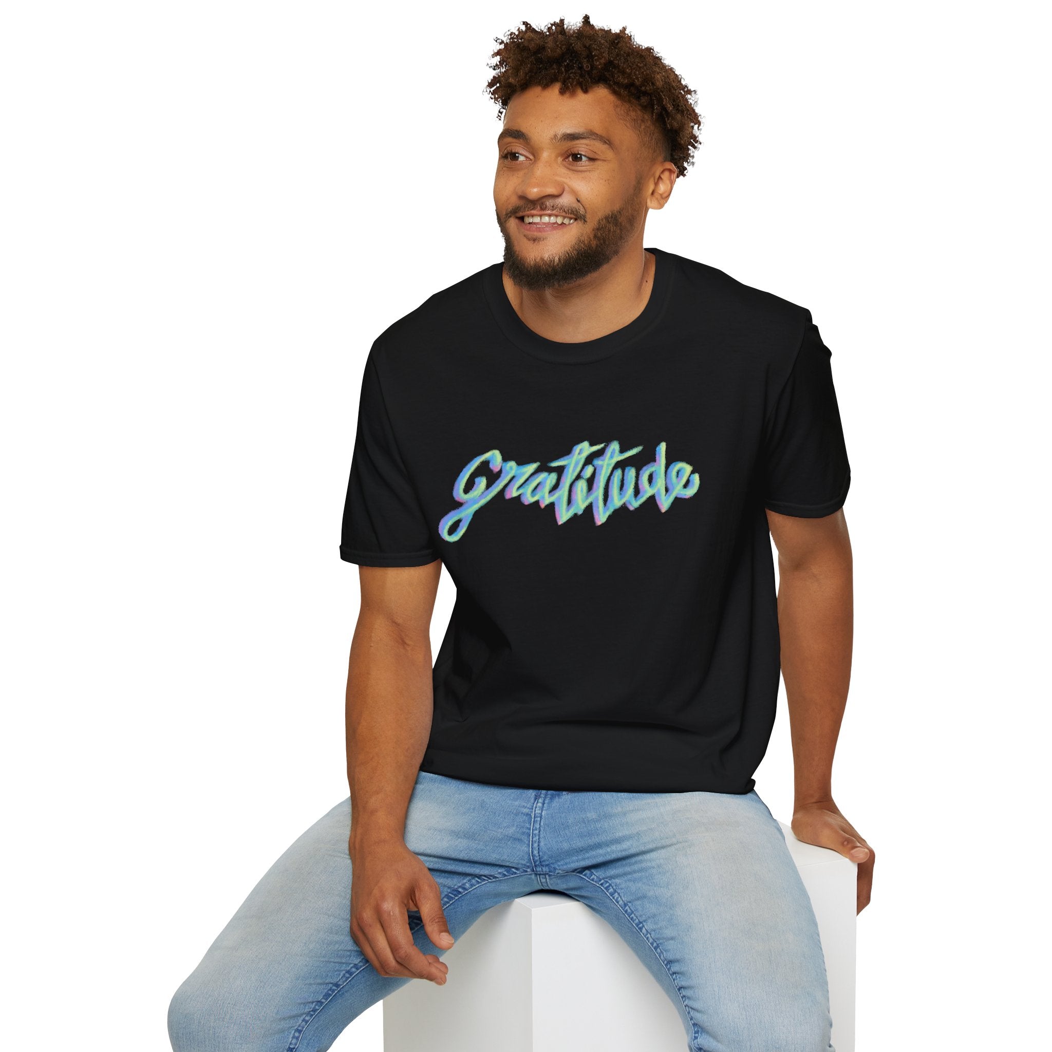 Gratitude Script T-Shirt — Positive Vibes Graphic Tee