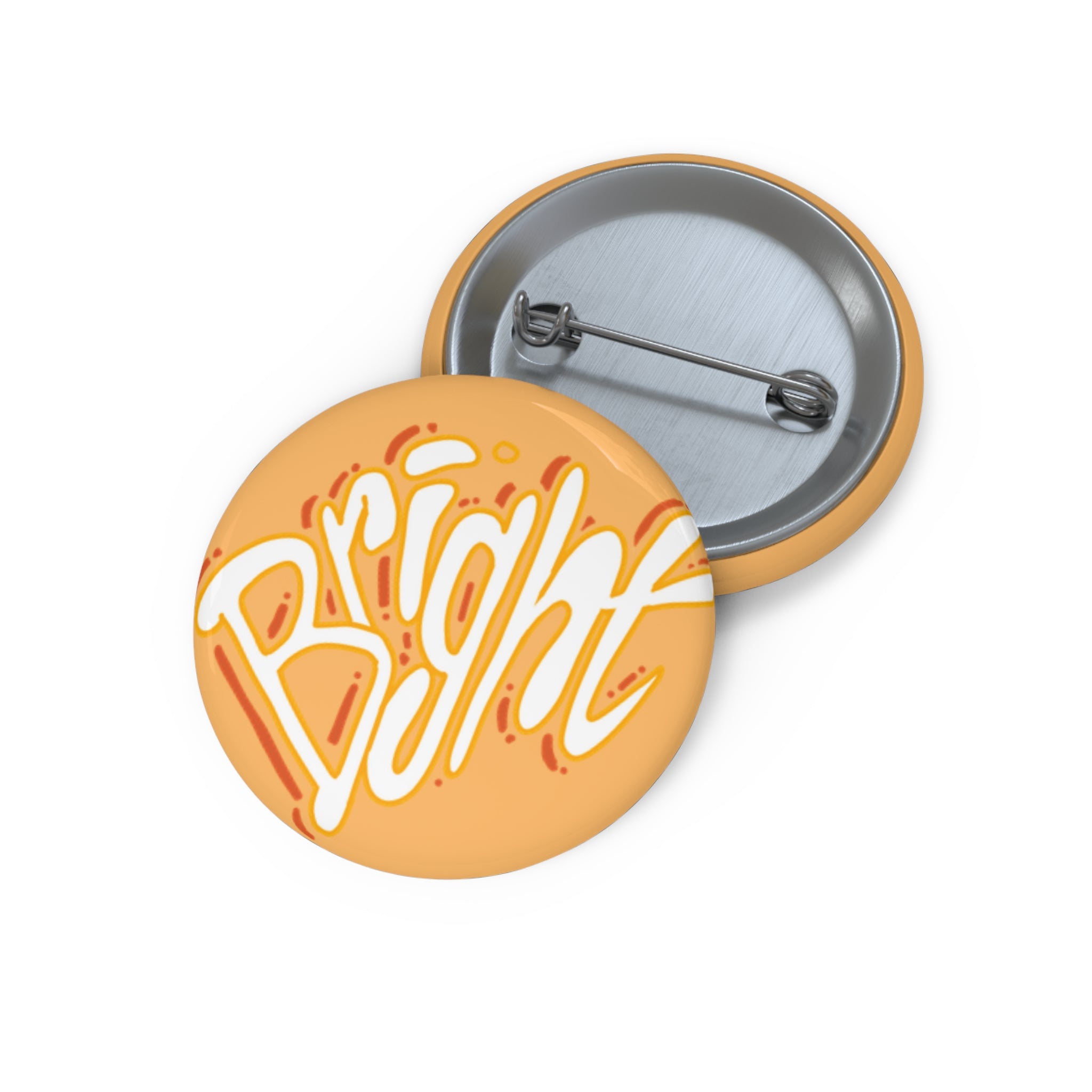 Pin Button — Bright Hand-Lettered Orange Round Badge