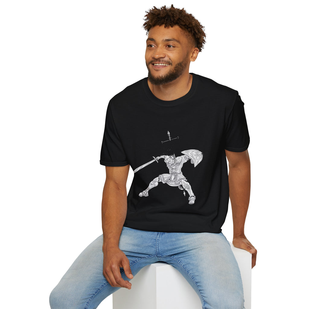 Knight Sword T-Shirt — Fantasy Armored Warrior Graphic Tee