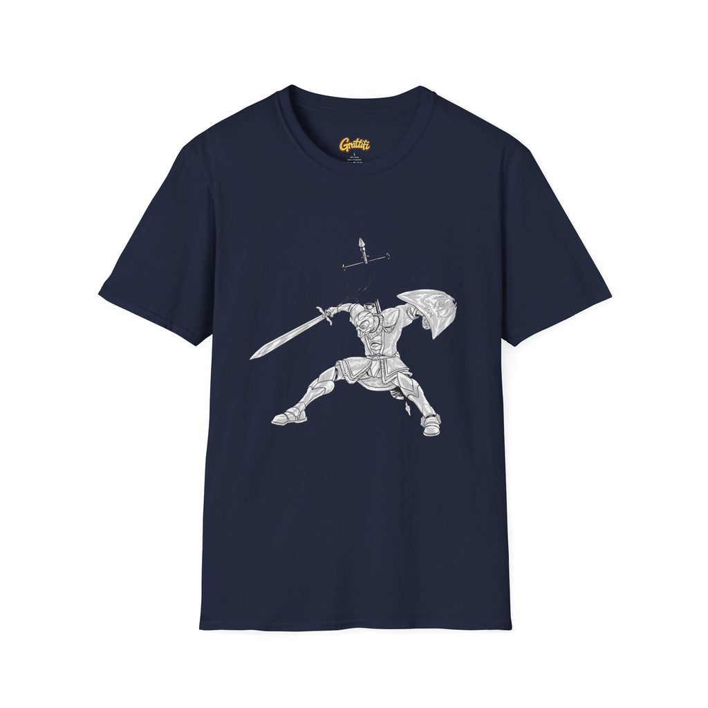 Knight Sword T-Shirt — Fantasy Armored Warrior Graphic Tee