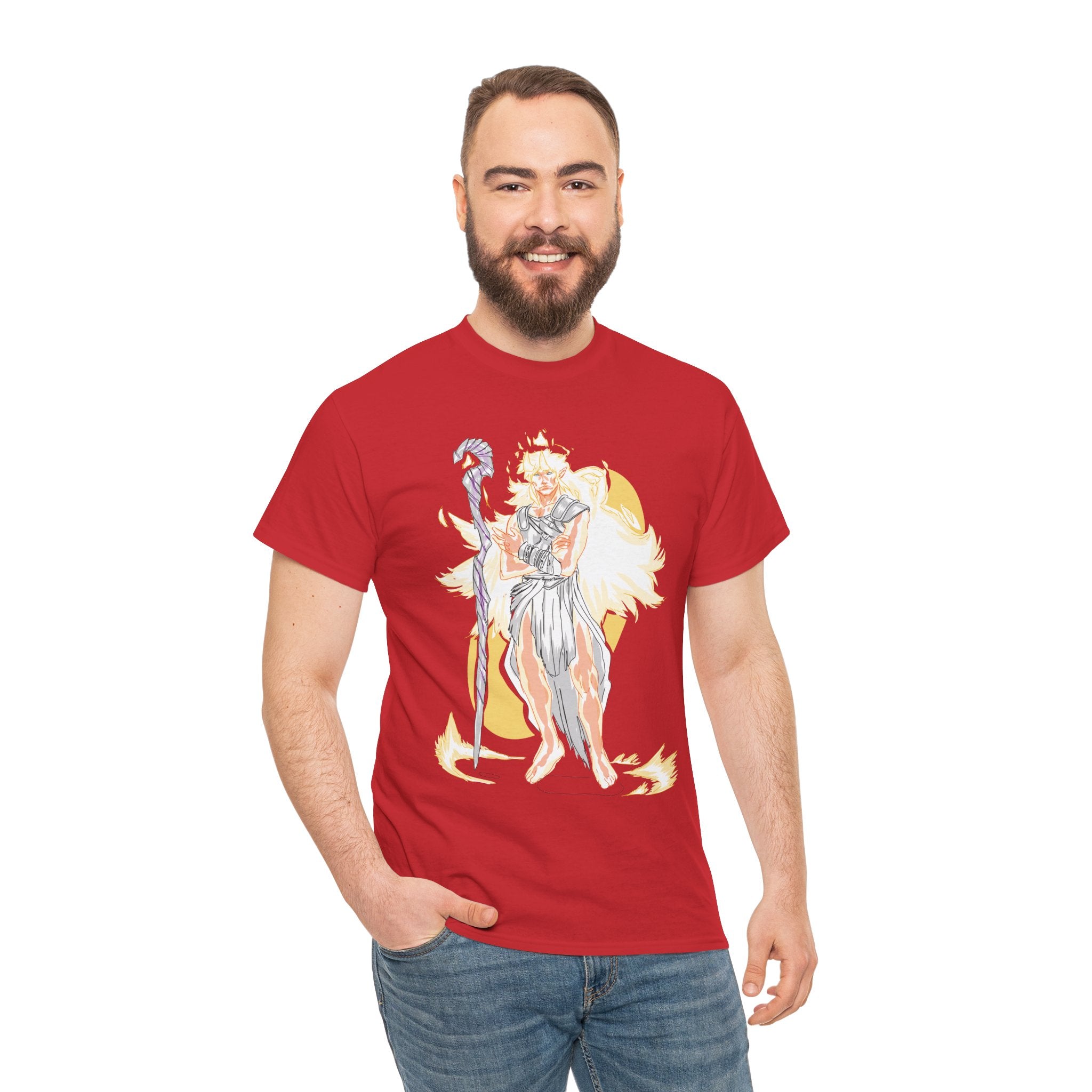 Flameborne Sorcerer Graphic Tee — Fantasy Mage Fire Sorcerer Shirt