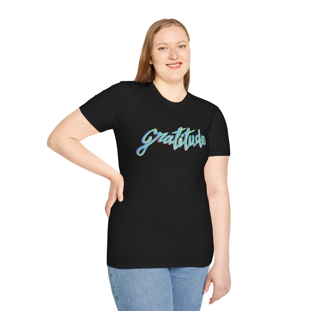Gratitude Script T-Shirt — Positive Vibes Graphic Tee