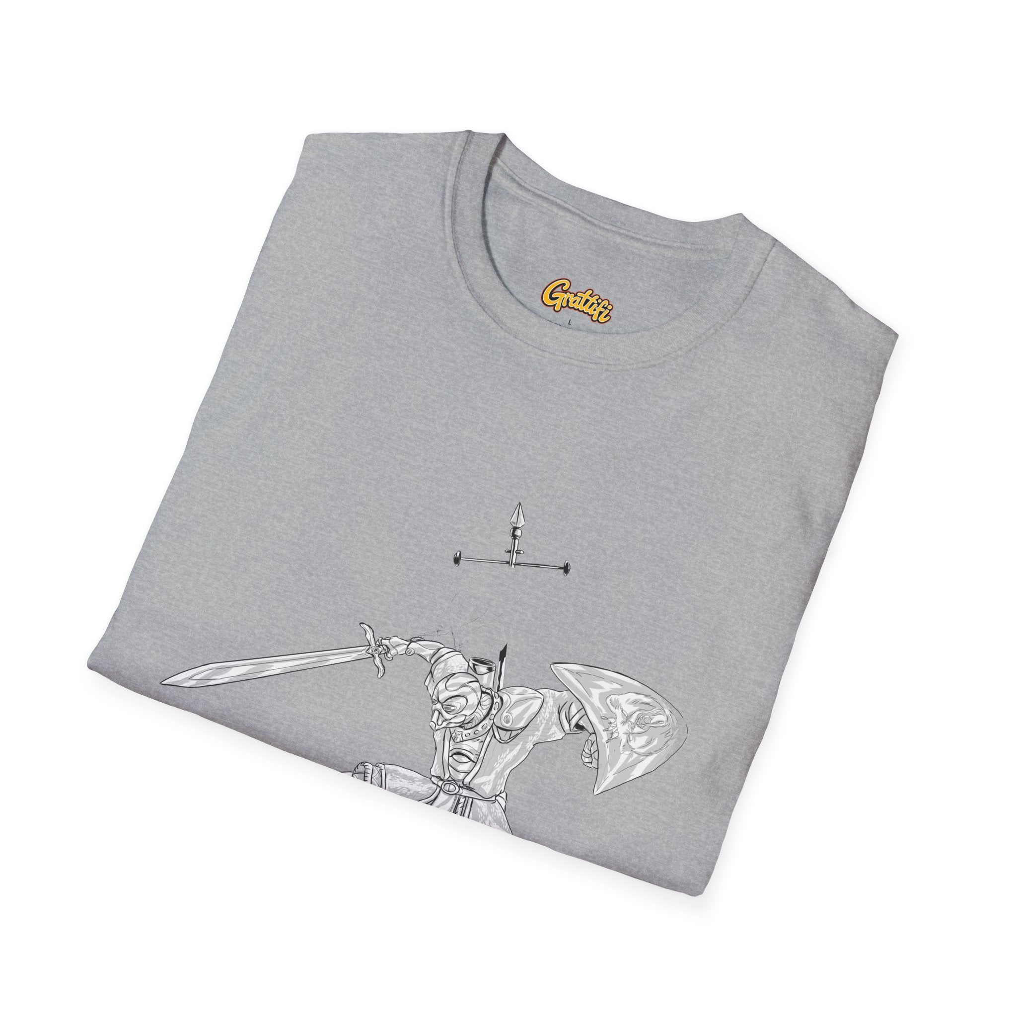 Knight Sword T-Shirt — Fantasy Armored Warrior Graphic Tee