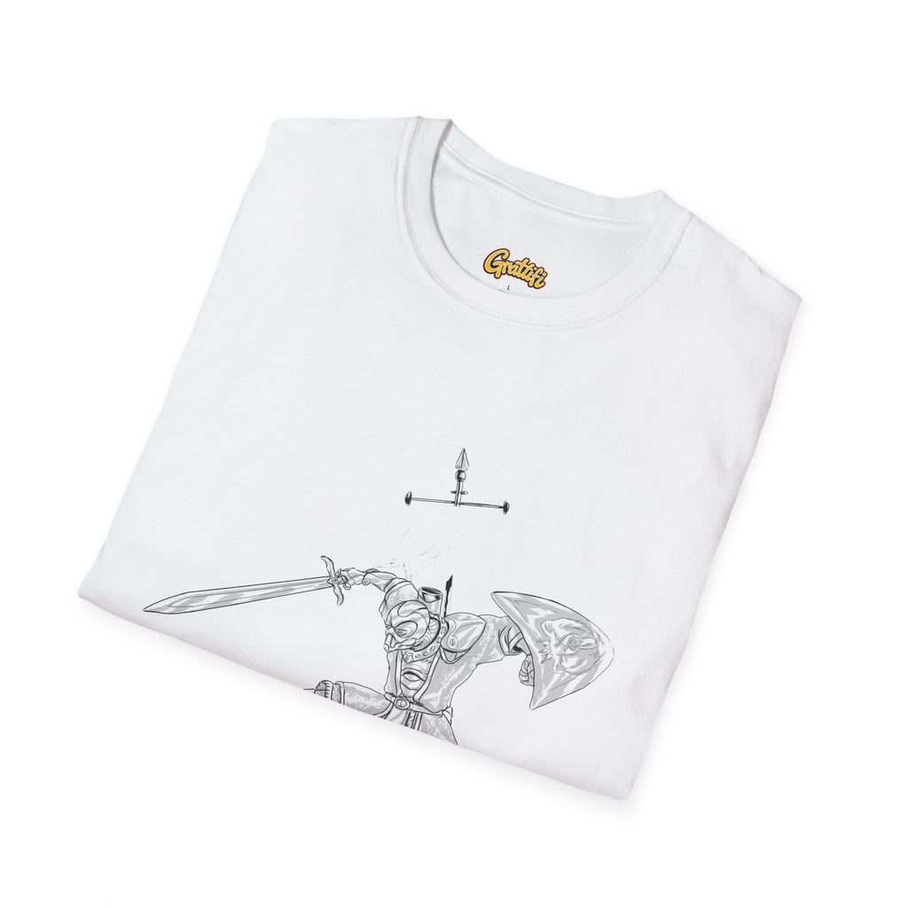 Knight Sword T-Shirt — Fantasy Armored Warrior Graphic Tee
