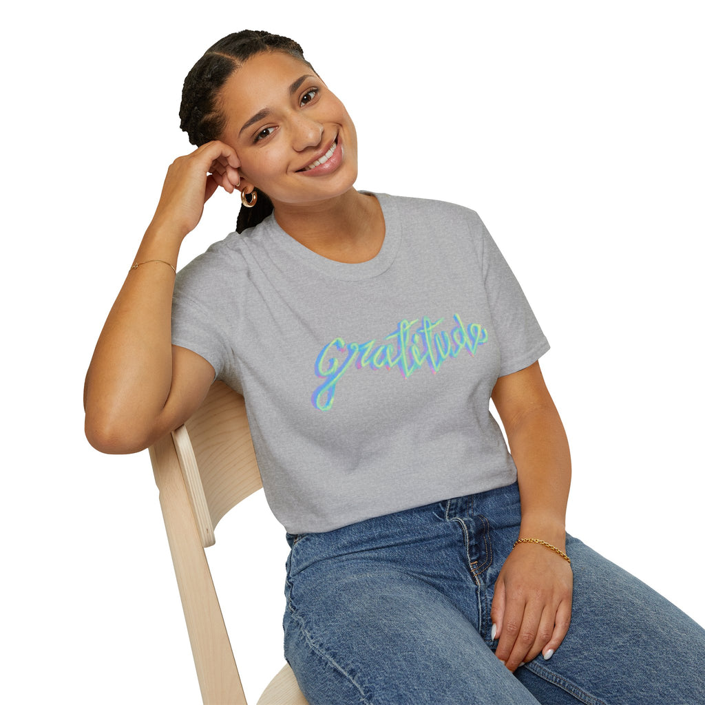 Gratitude Script T-Shirt — Positive Vibes Graphic Tee