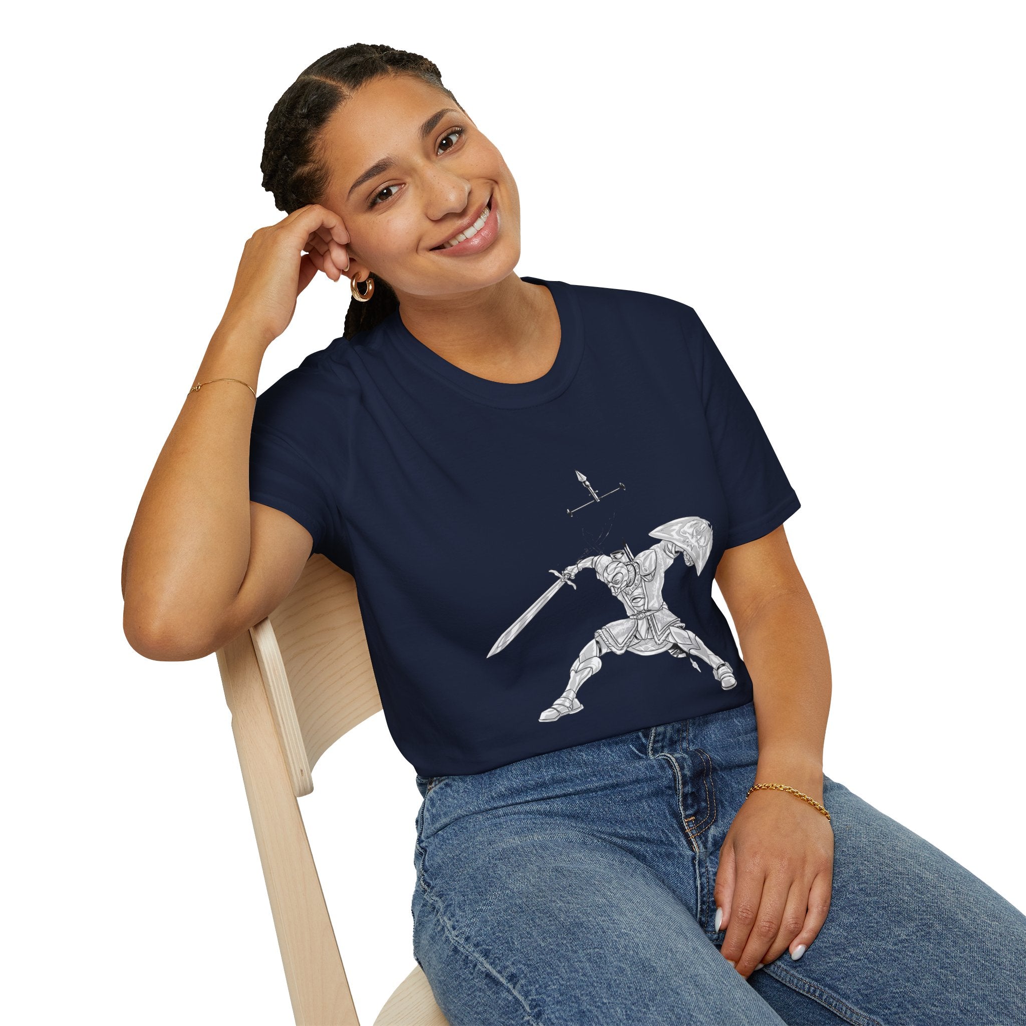 Knight Sword T-Shirt — Fantasy Armored Warrior Graphic Tee