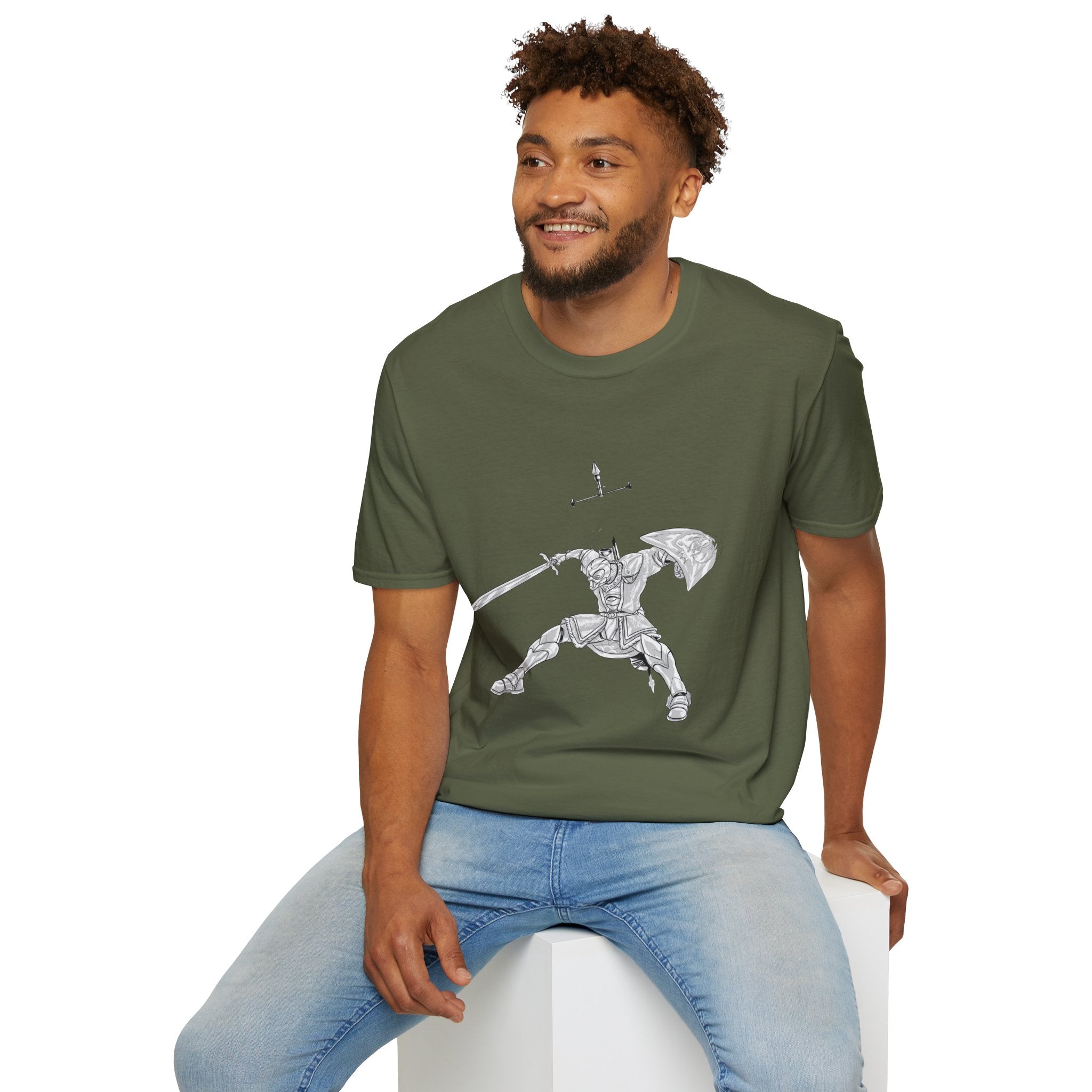 Knight Sword T-Shirt — Fantasy Armored Warrior Graphic Tee
