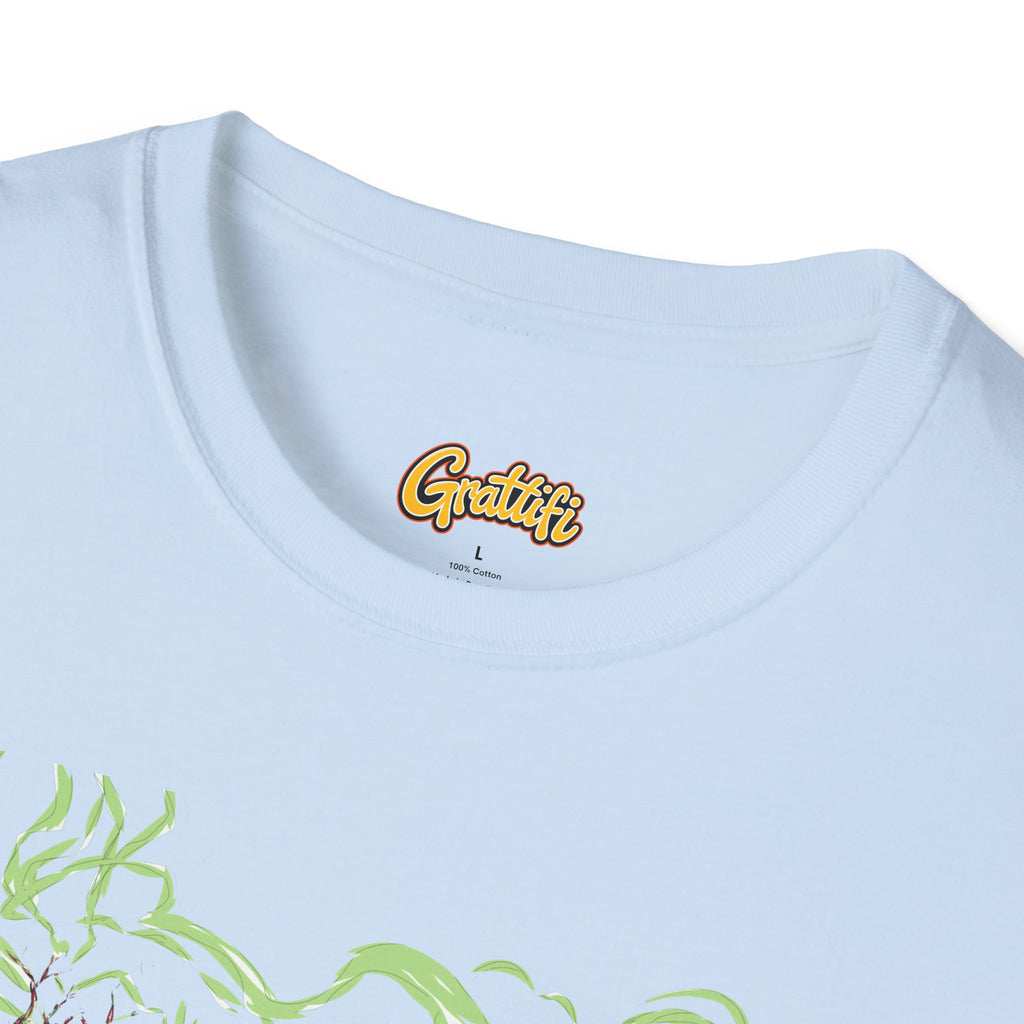 Druidic Nature Mage T-Shirt — Green Forest Sorcerer Staff Design