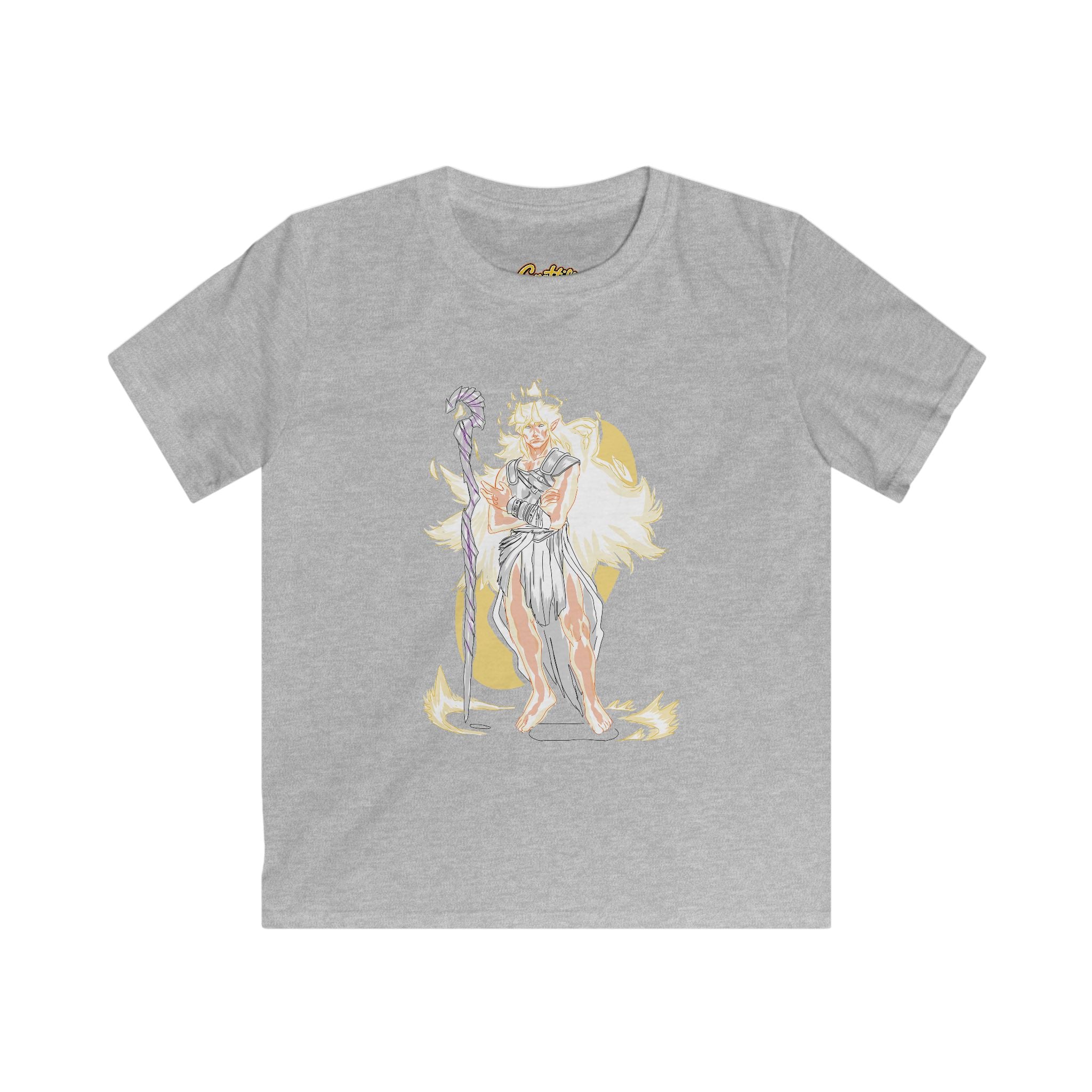 Kids Phoenix Warrior T-Shirt – Fantasy Fire Mage Graphic Tee for Boys & Girls – Orange Mythical Hero Shirt