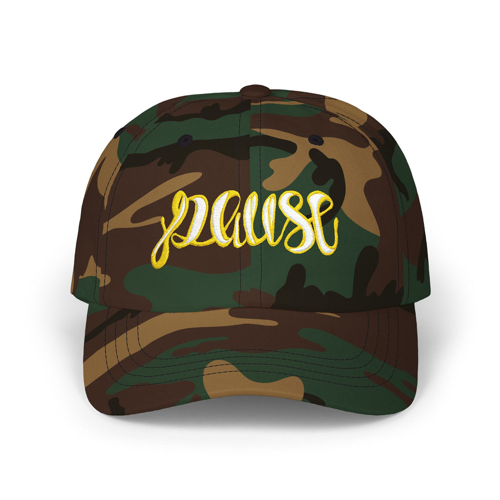 Pause Embroidered Calligraphy Dad Cap
