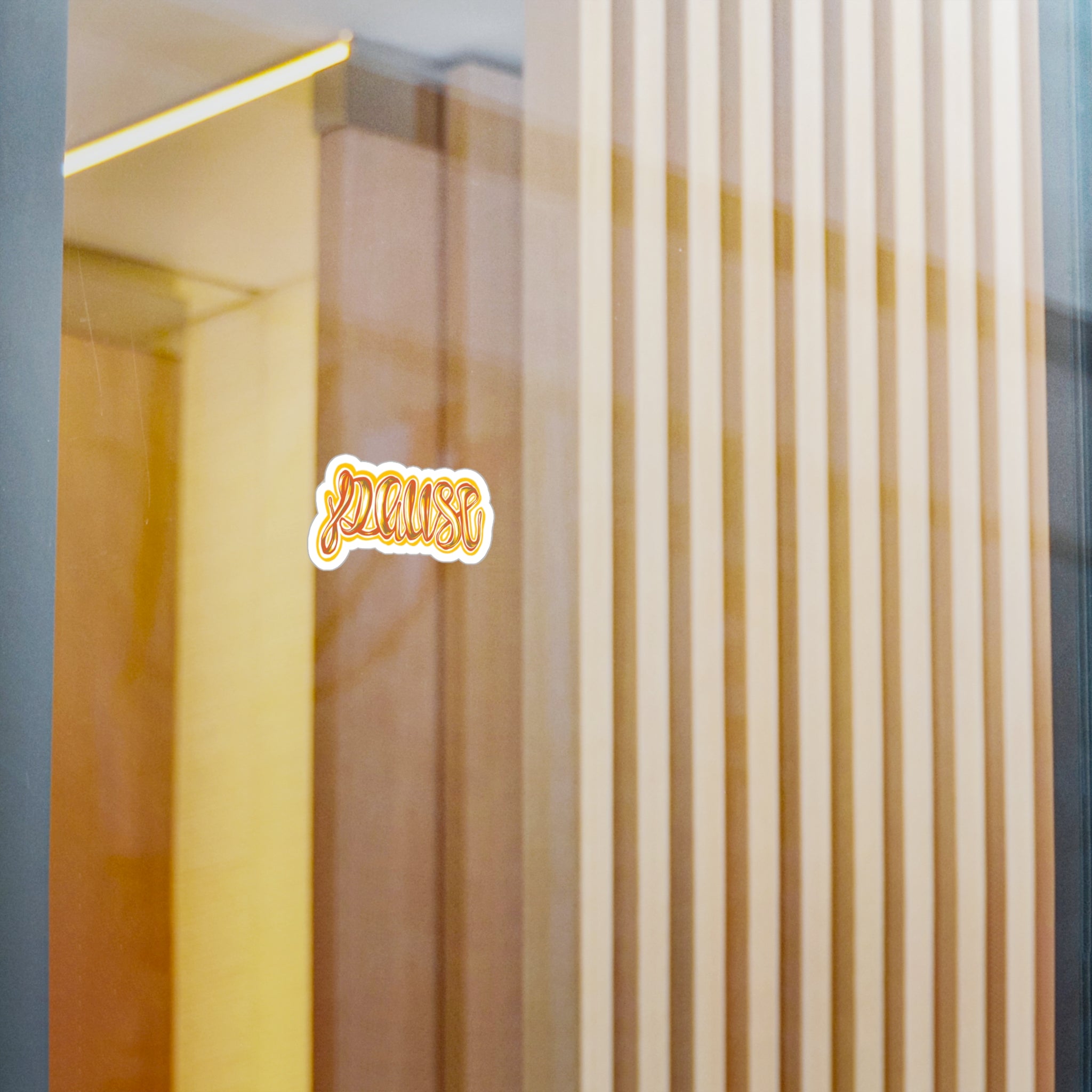Pause Script Sticker — Retro Orange Hand-Lettered Vinyl Decal