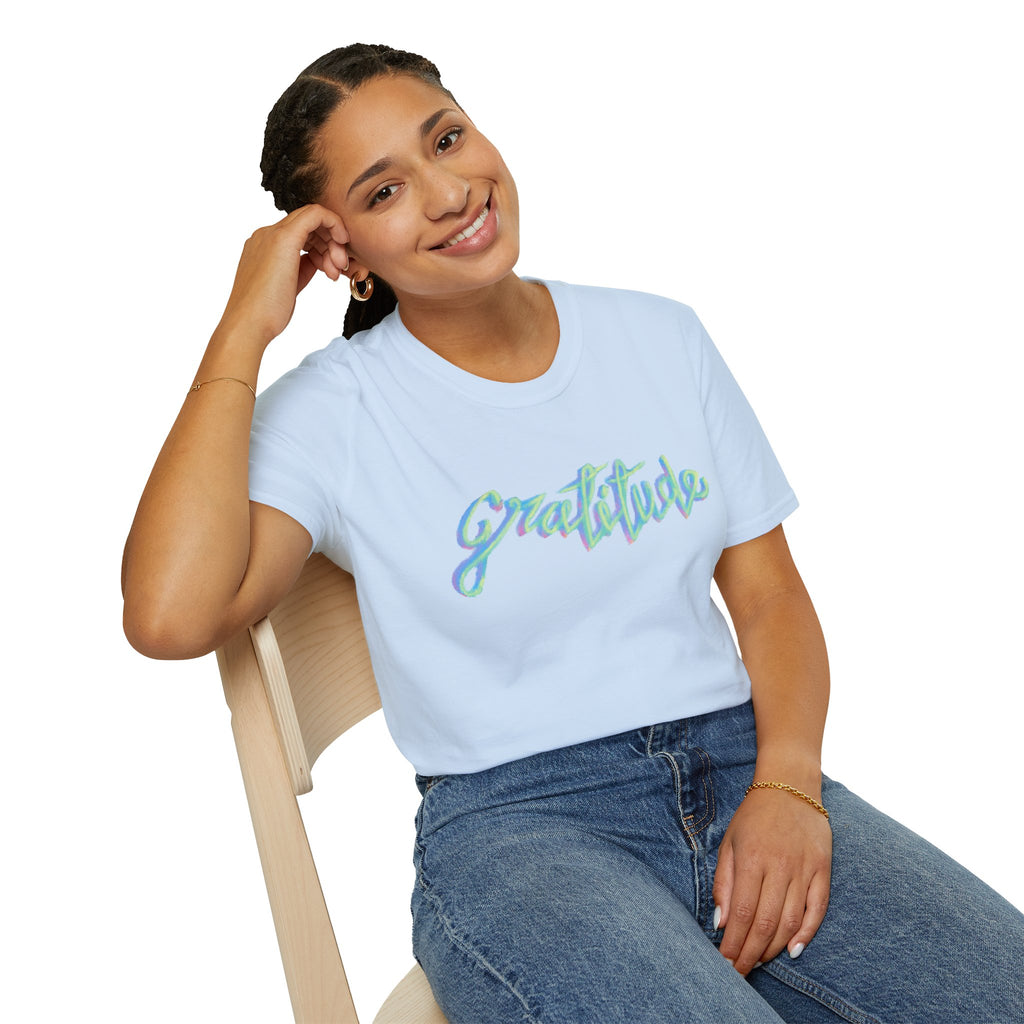 Gratitude Script T-Shirt — Positive Vibes Graphic Tee