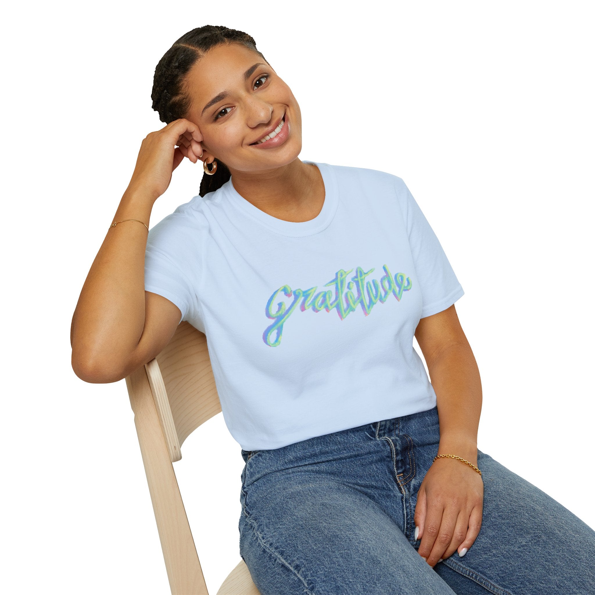 Gratitude Script T-Shirt — Positive Vibes Graphic Tee