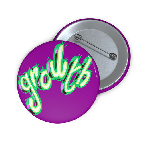 'Growth' Neon Script Pin Button — Purple Enamel Lapel Pin