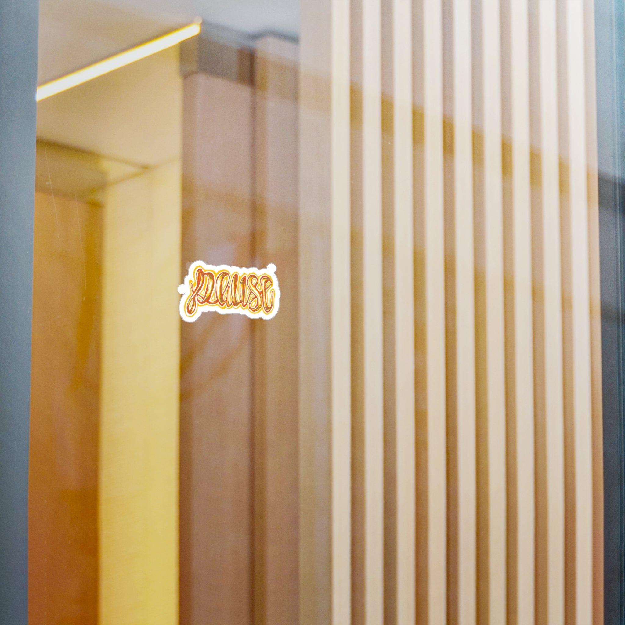 Pause Script Sticker — Retro Orange Hand-Lettered Vinyl Decal