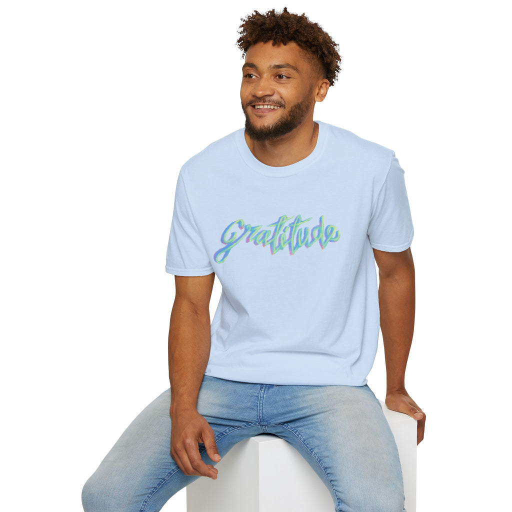 Gratitude Script T-Shirt — Positive Vibes Graphic Tee